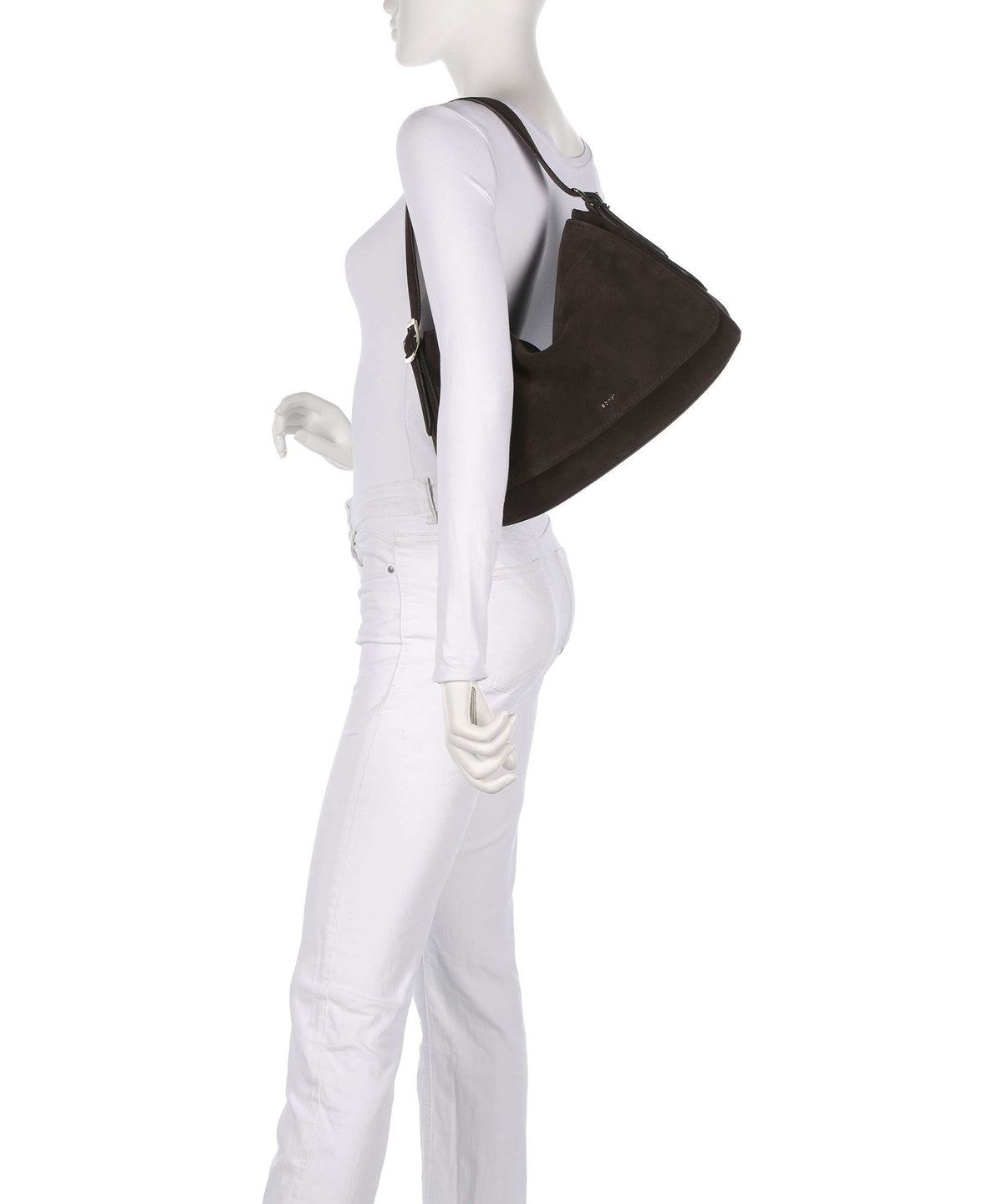 Abro Suede Carina Hobo bag dark brown