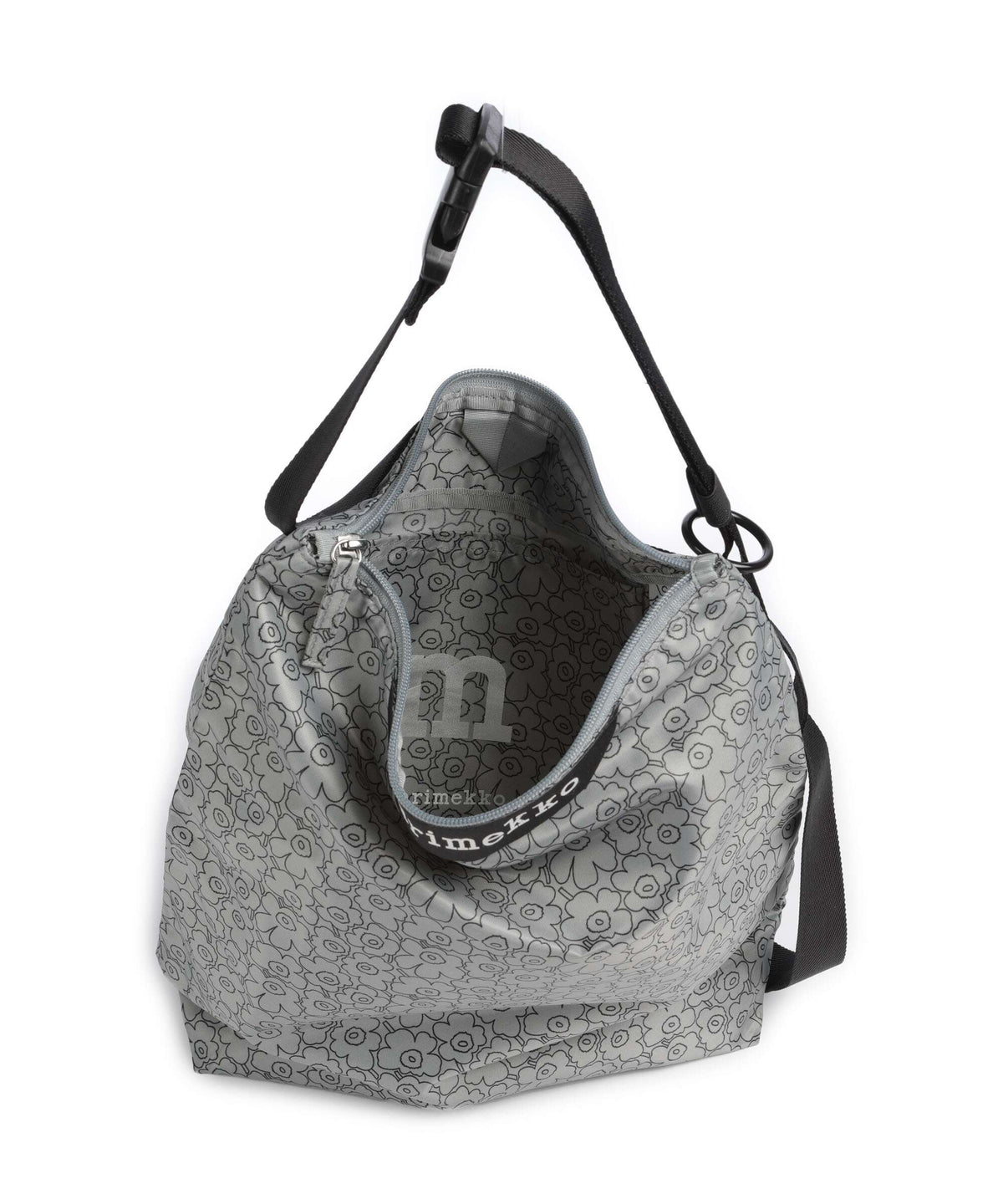 Marimekko Unikko Piirto Neat M Hobo bag grey/black