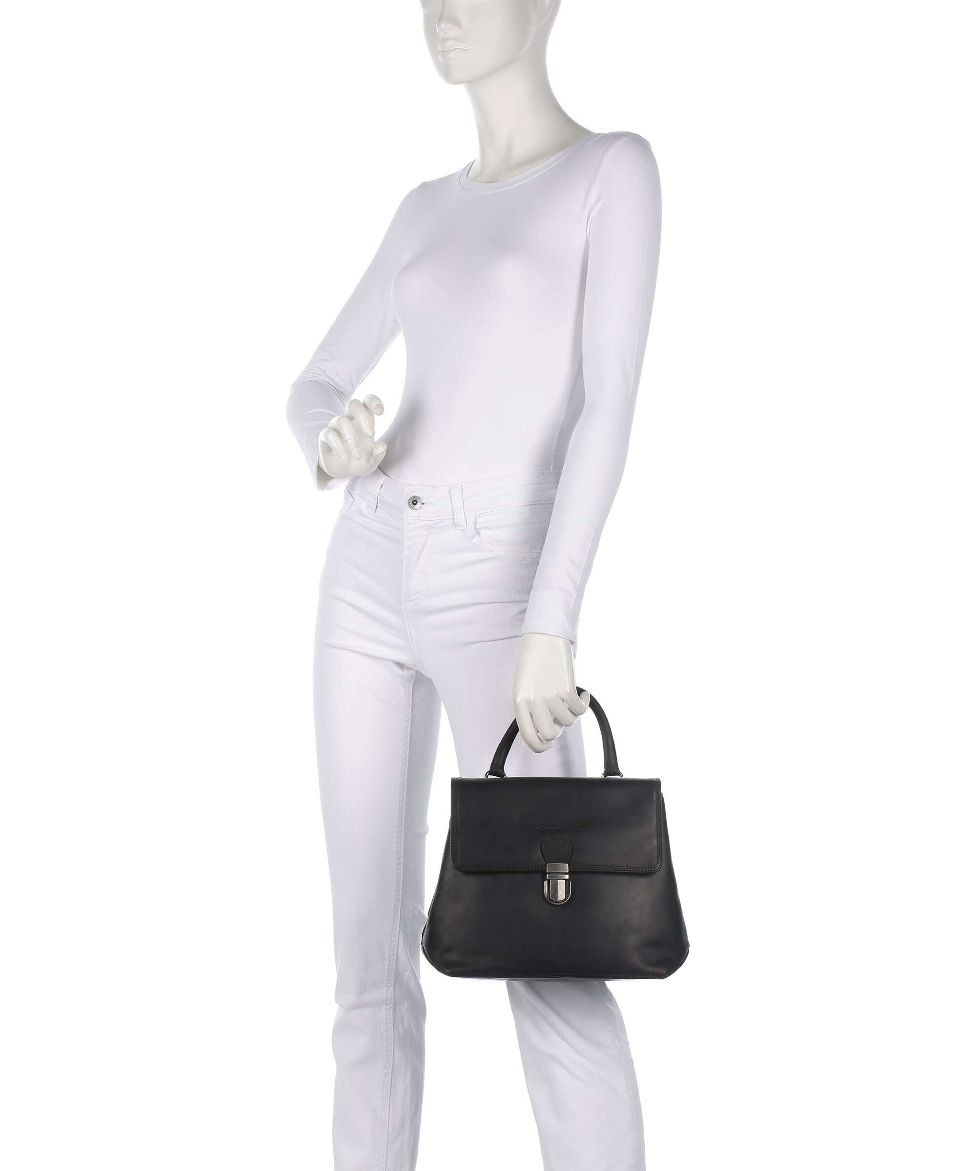 The Chesterfield Brand Wax Pull Up Cow Angera Handbag black