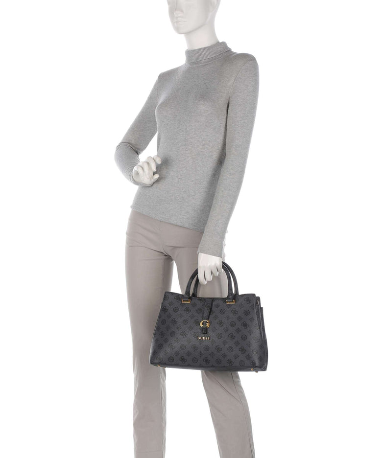 Guess Kuba Handbag charcoal logo