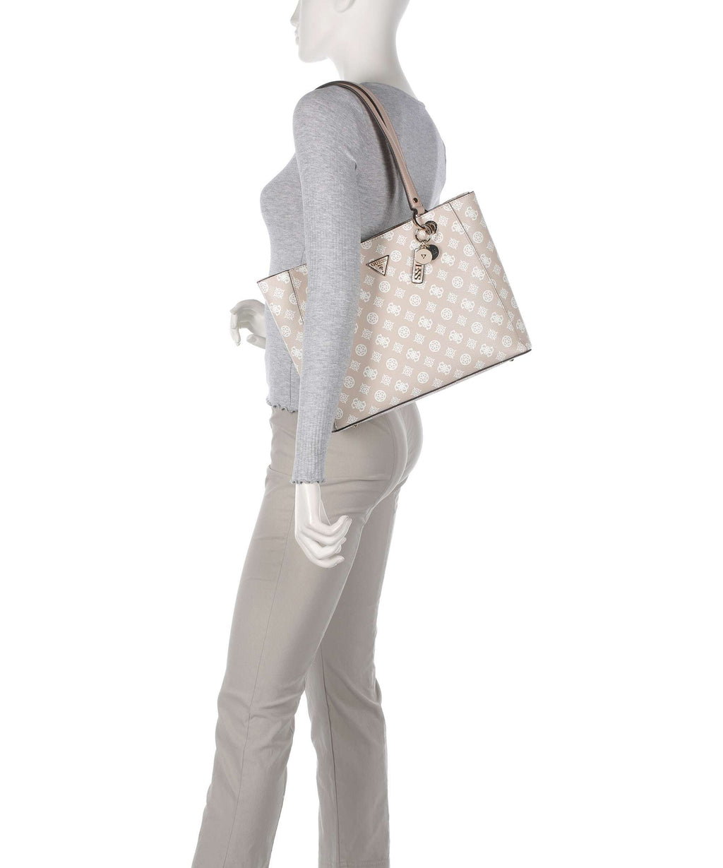 Guess Noelle Printed Peony Tote bag sand logo