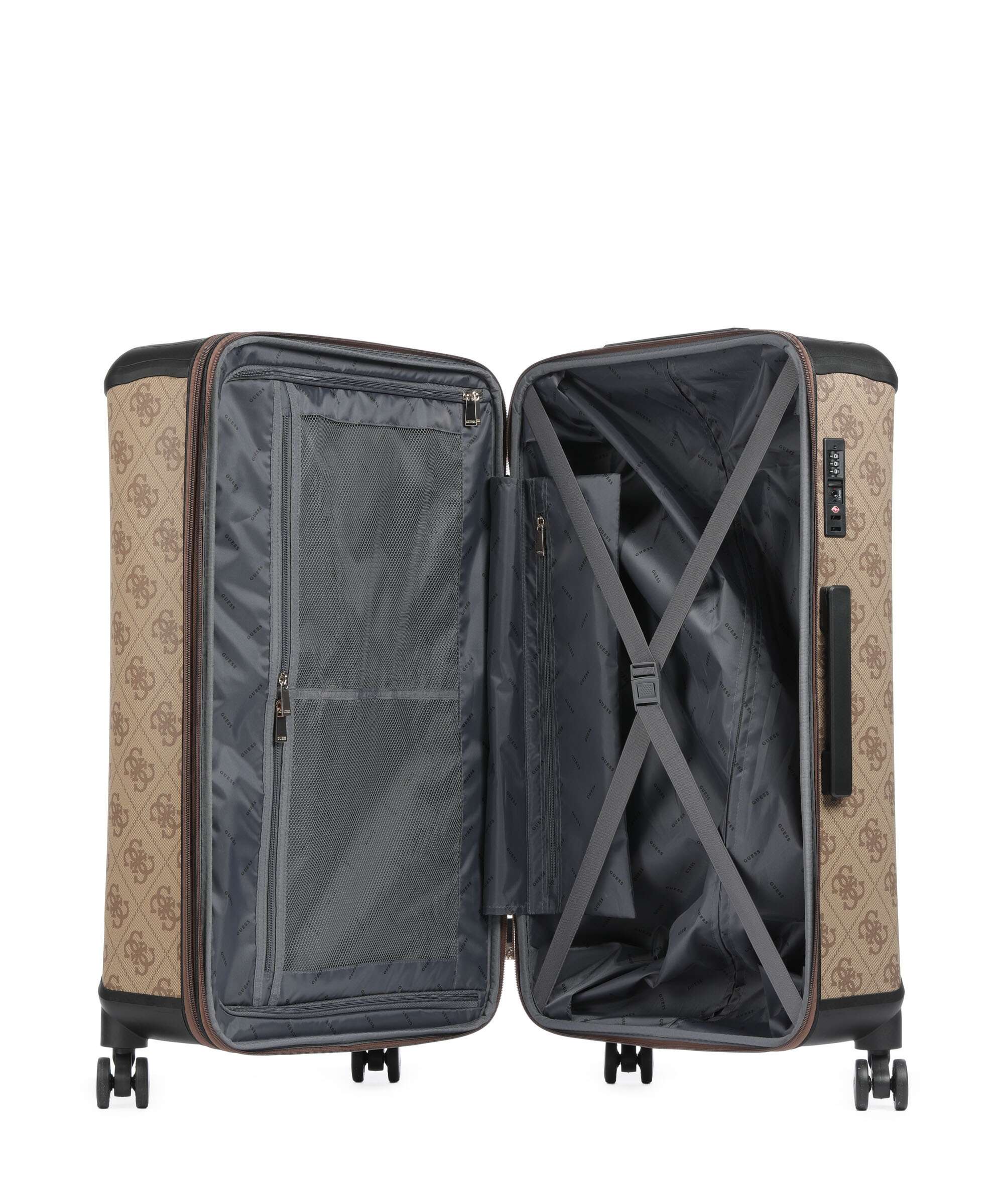 Guess Berta Maxi 4G Spinner (4 wheels) latte logo/brown