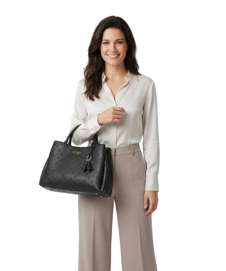 Guess Phoebe Peony Debossed Handbag black logo