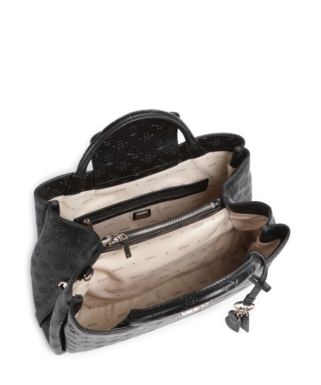 Guess Phoebe Peony Debossed Handbag black logo