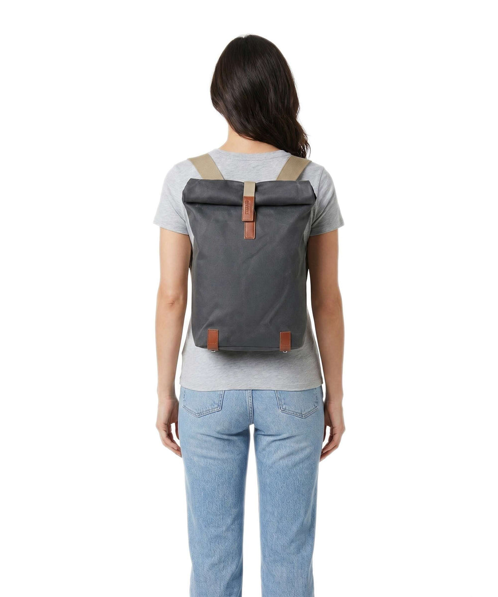Brooks England Pickwick Cotton Canvas Small Rolltop backpack grey