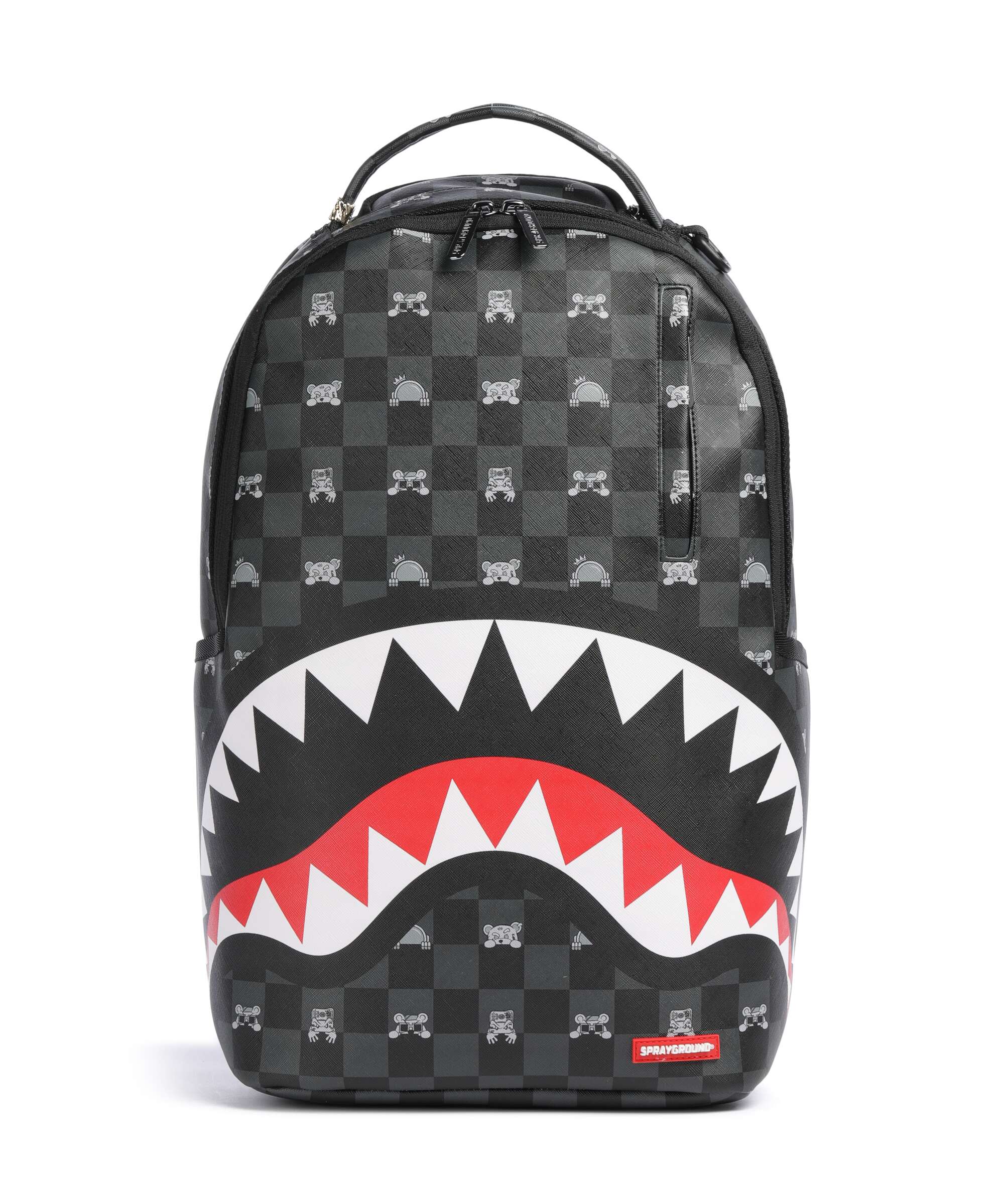 Sprayground Gray Peeking Character Check Backpack black
