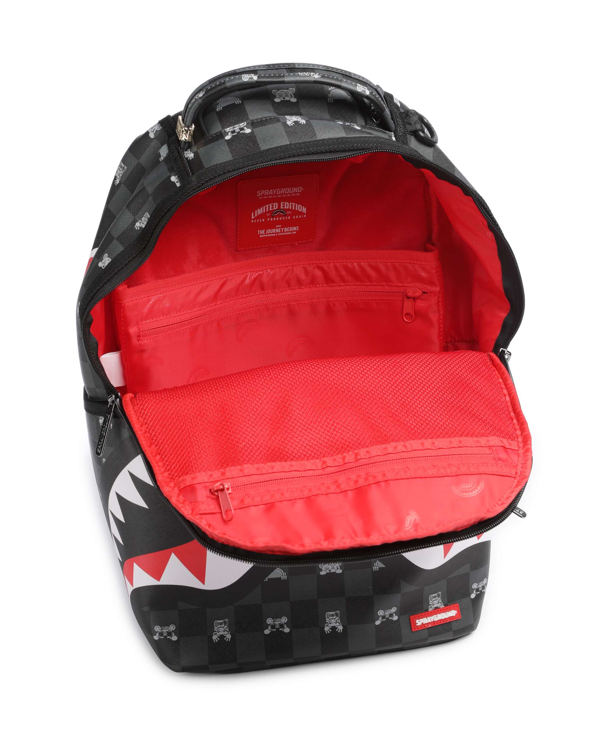 Sprayground Gray Peeking Character Check Backpack black
