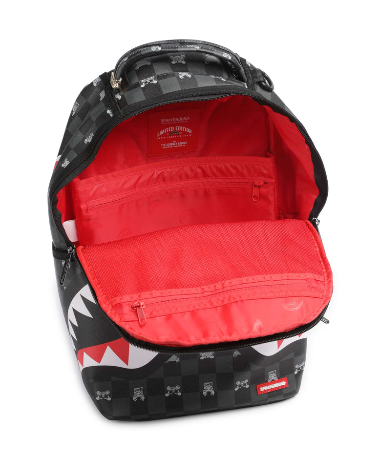 Sprayground Gray Peeking Character Check Backpack black