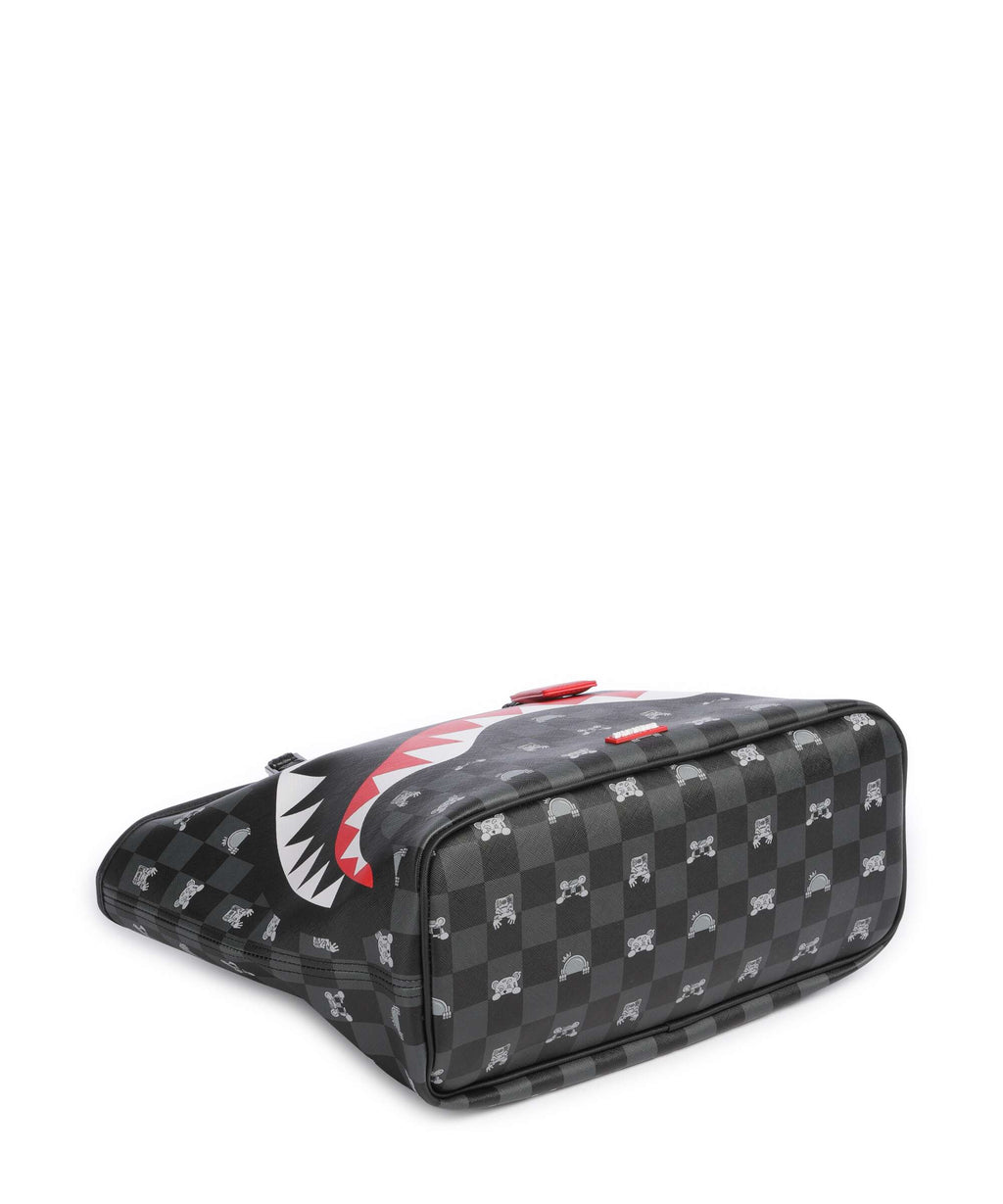 Sprayground Gray Peeking Character Check Tote bag black