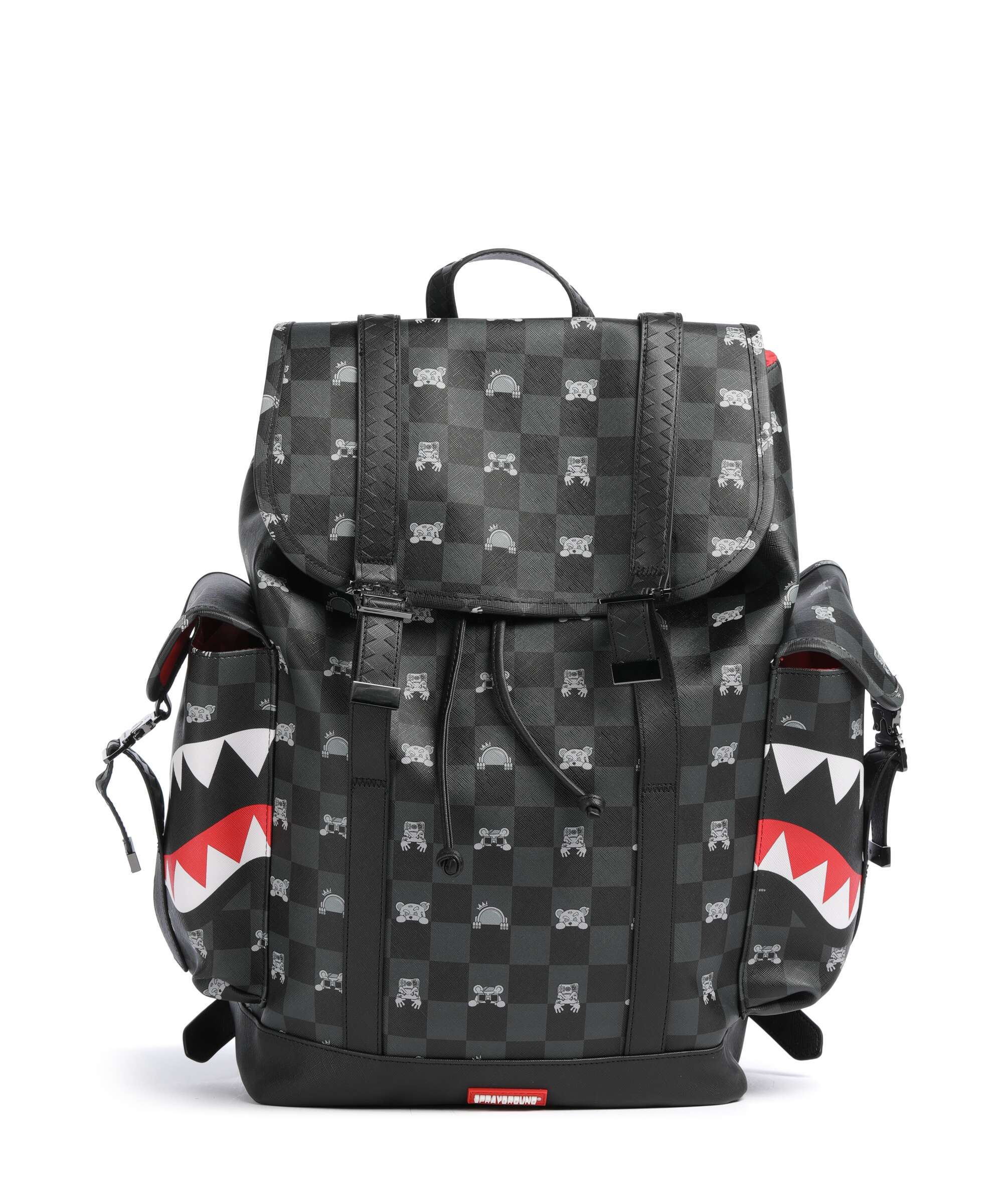 Sprayground Gray Peeking Character Check Monte Carlo Backpack black/gray
