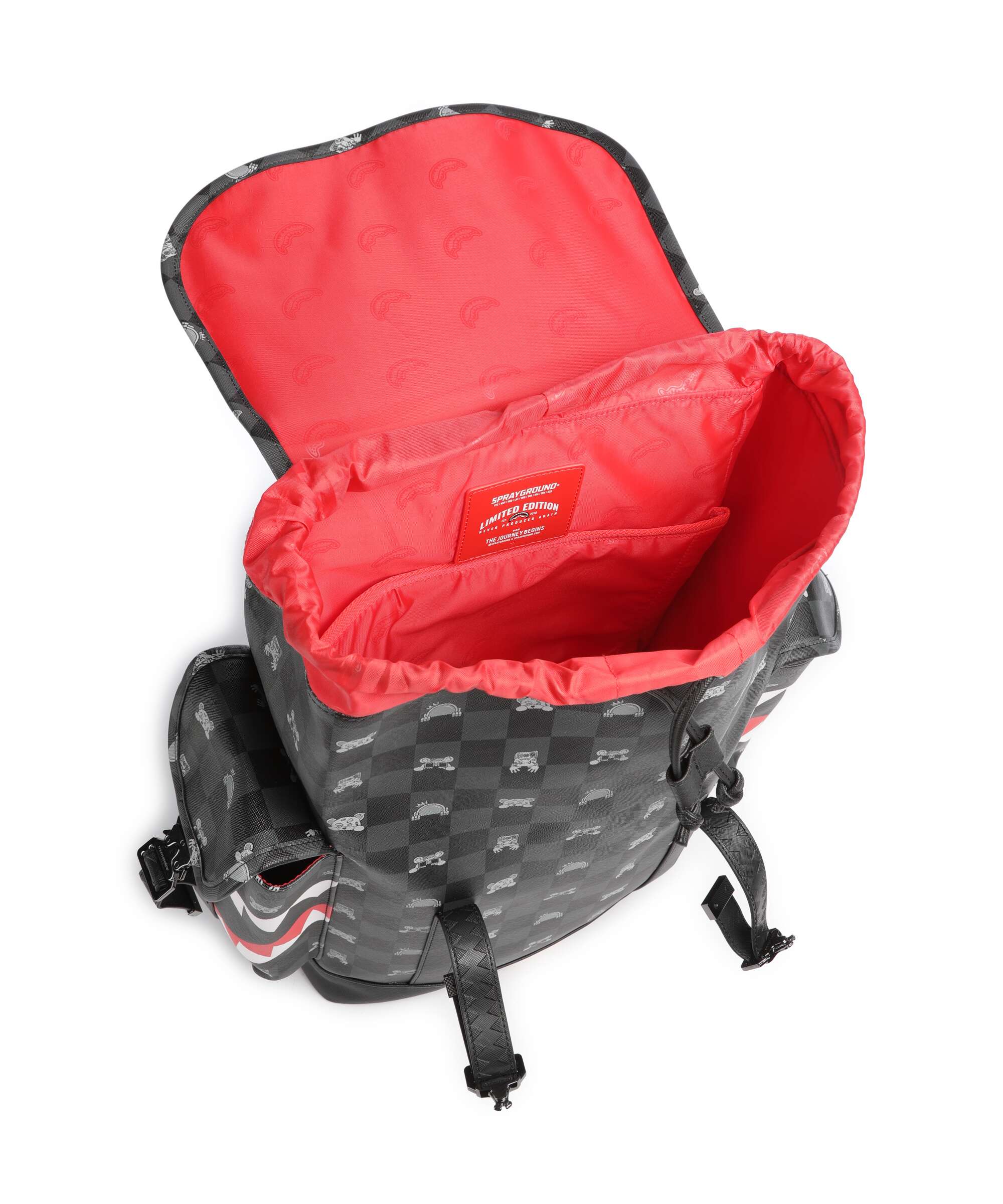 Sprayground Gray Peeking Character Check Monte Carlo Backpack black/gray