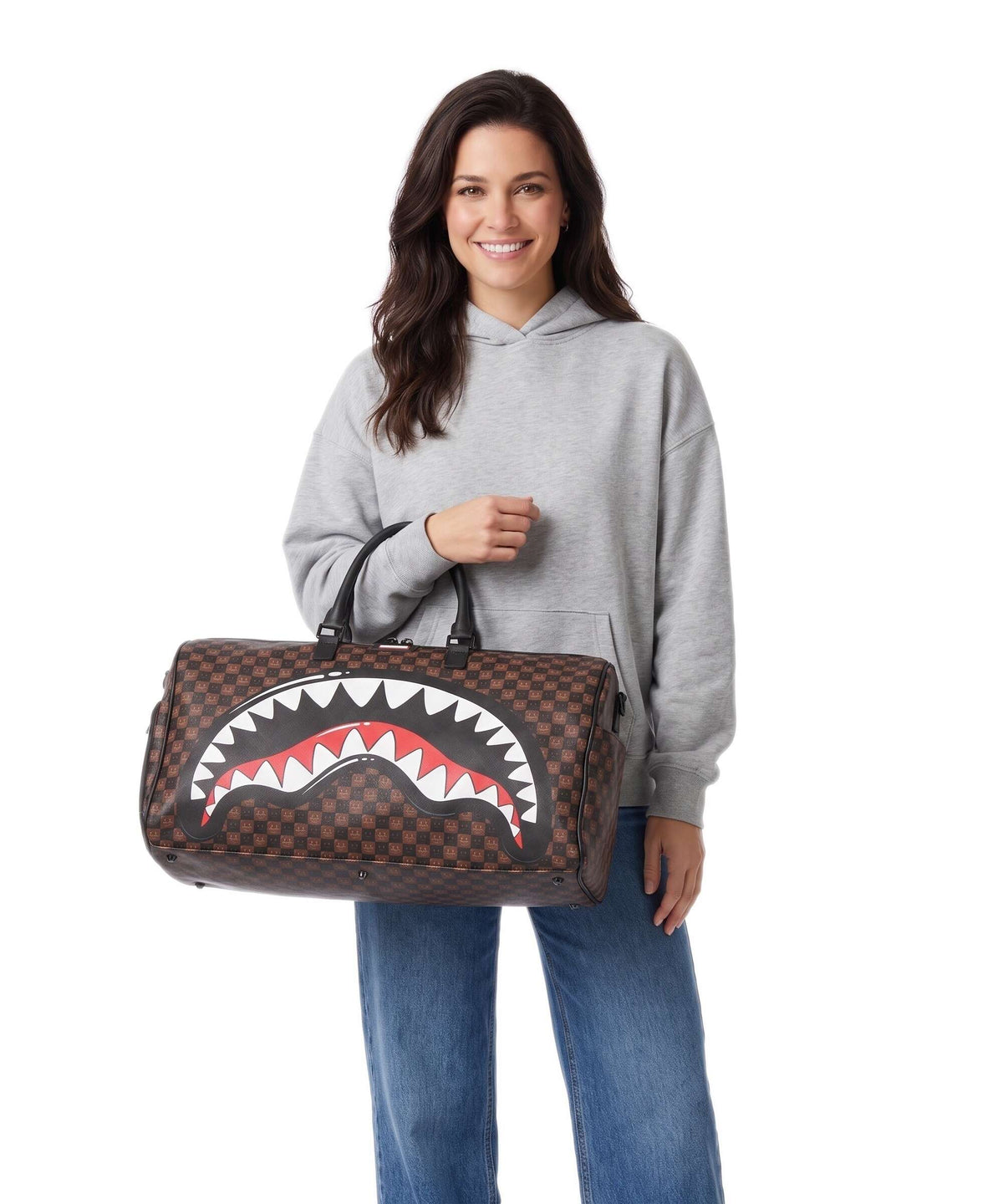 Sprayground Sharks In Paris Wtf Bubble Brown Check Weekend bag brown