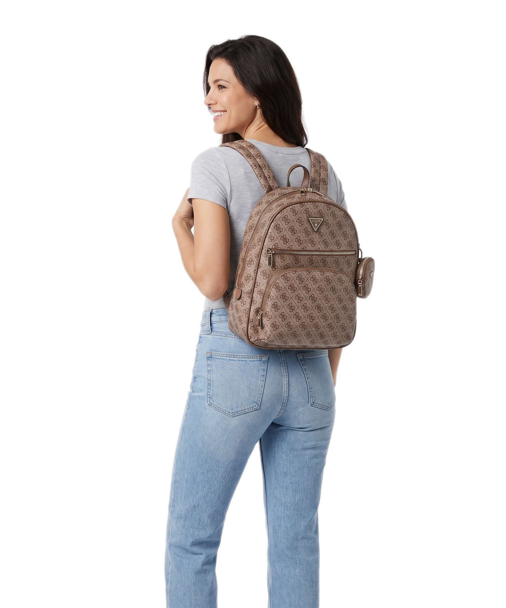 Guess Adrian Tech Logo Large Backpack latte logo