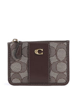 Coach Essential Signature Jacquard Mini Porta carte di credito oak maple