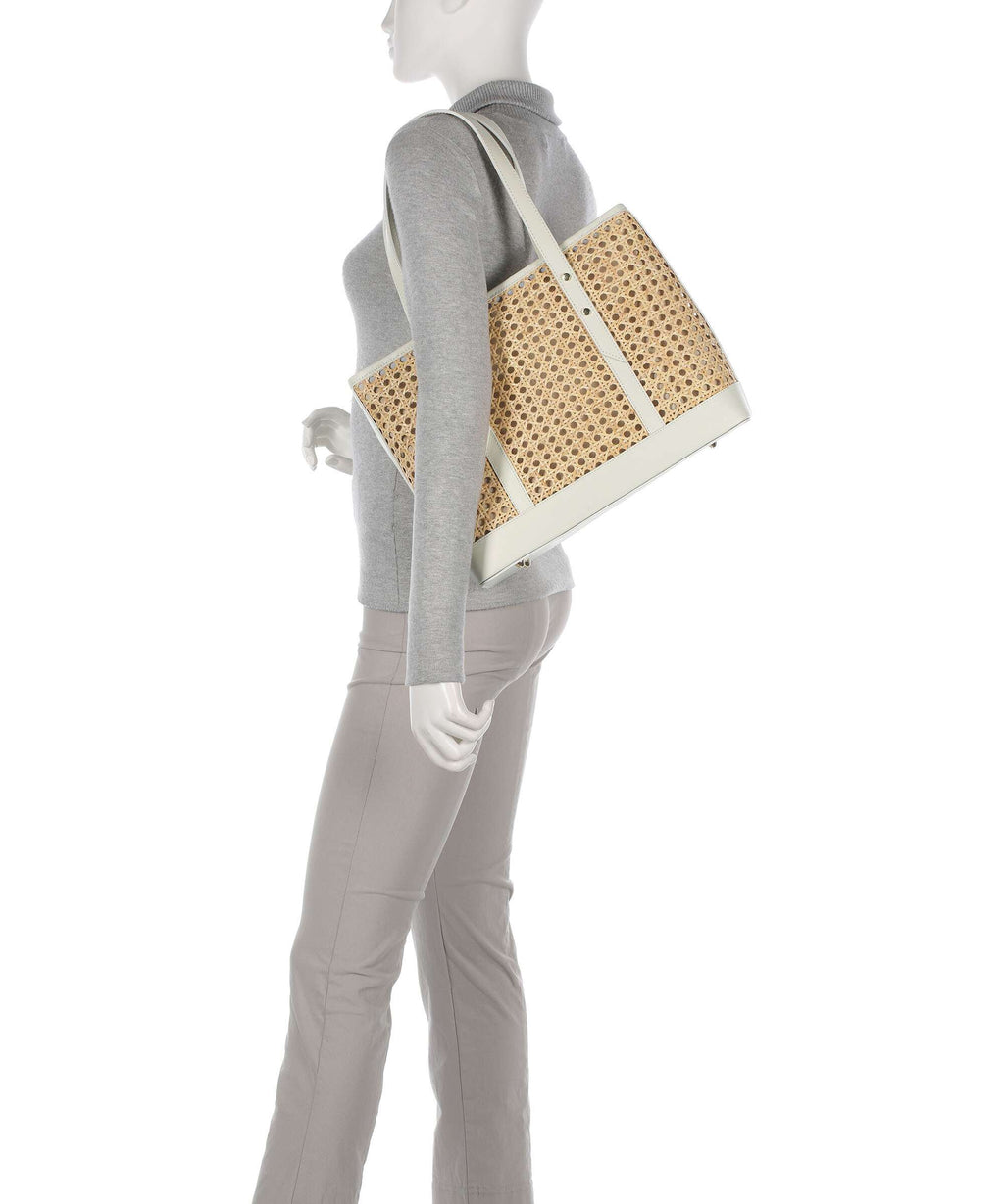 Lancaster Actual Cannage Rotin Tote bag ecru