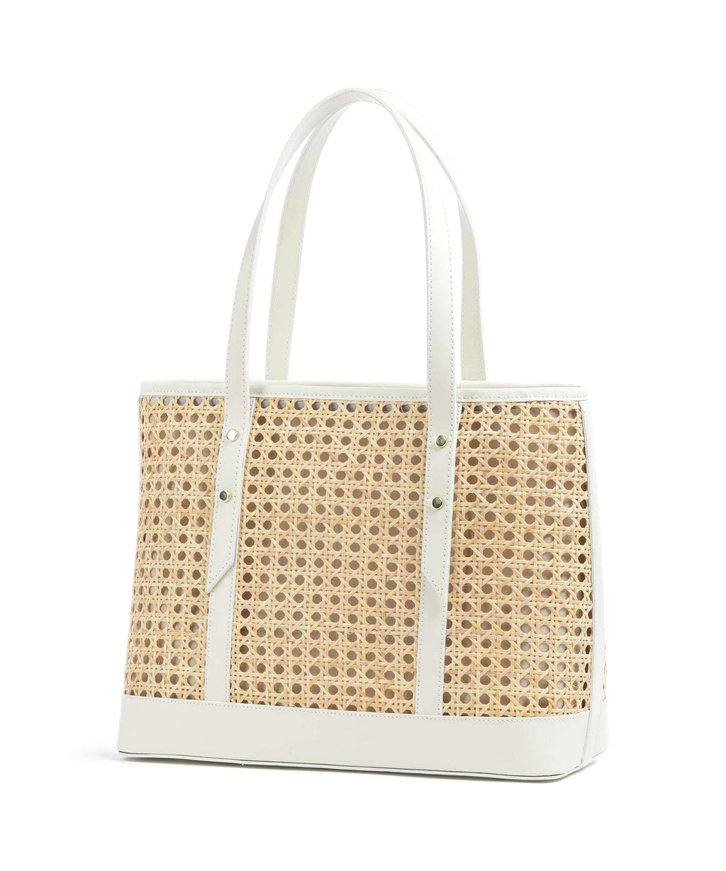 Lancaster Actual Cannage Rotin Tote bag ecru