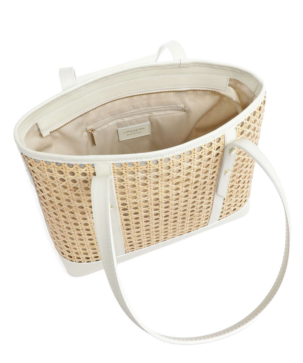 Lancaster Actual Cannage Rotin Tote bag ecru