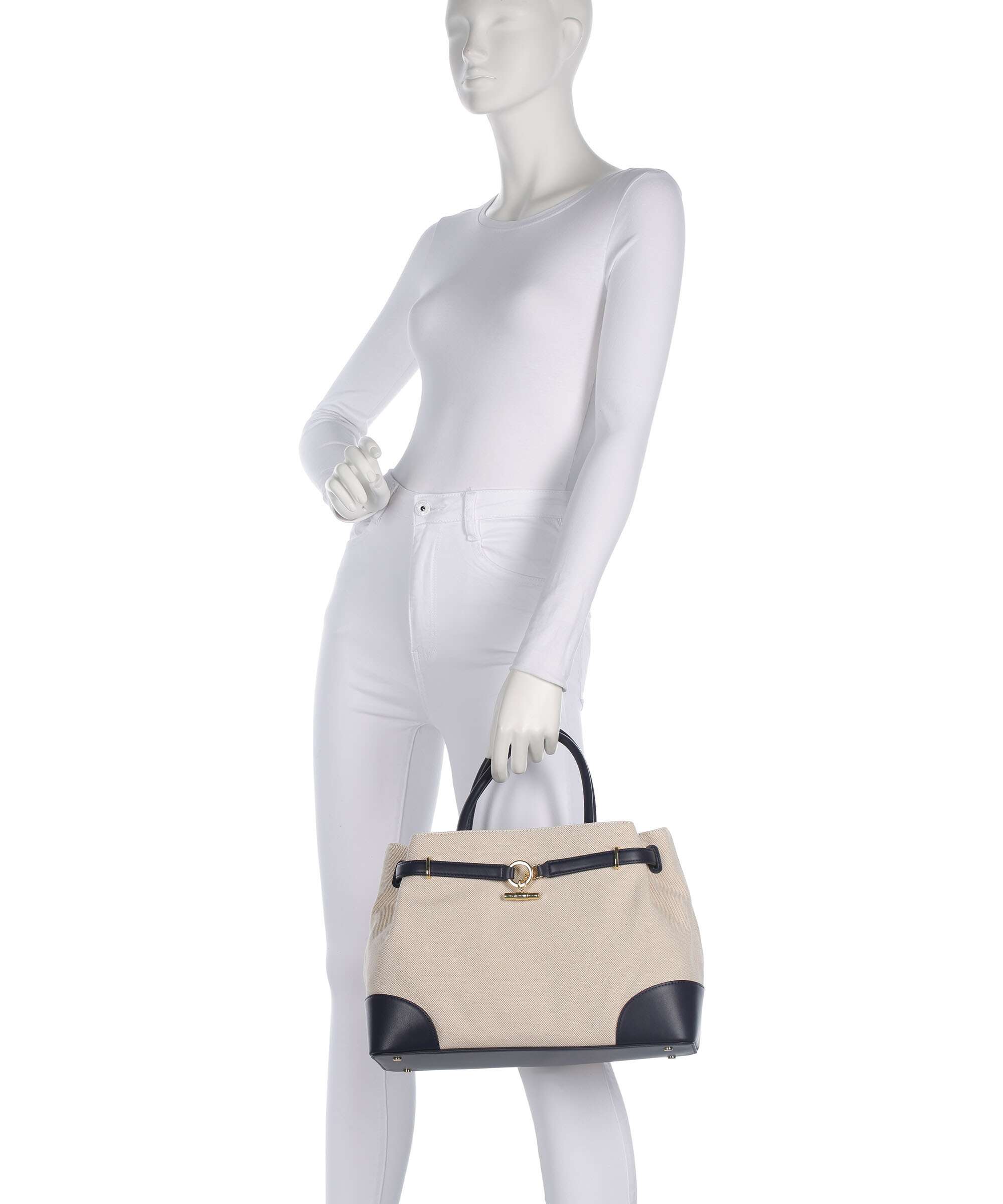 Lauren Ralph Lauren Blaike Large Handbag natural/buff canvas/refined navy