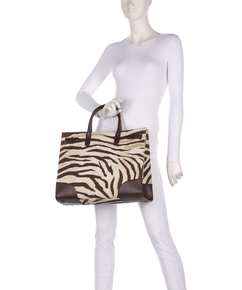 Lauren Ralph Lauren Devyn 42 Handbag zebra/dark hickory