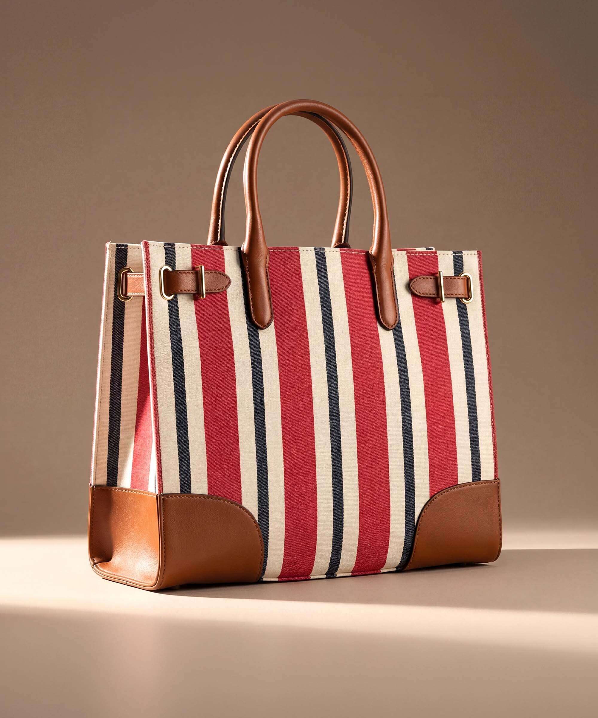 Lauren Ralph Lauren Devyn 42 Handbag festive red strpe/lauren tan