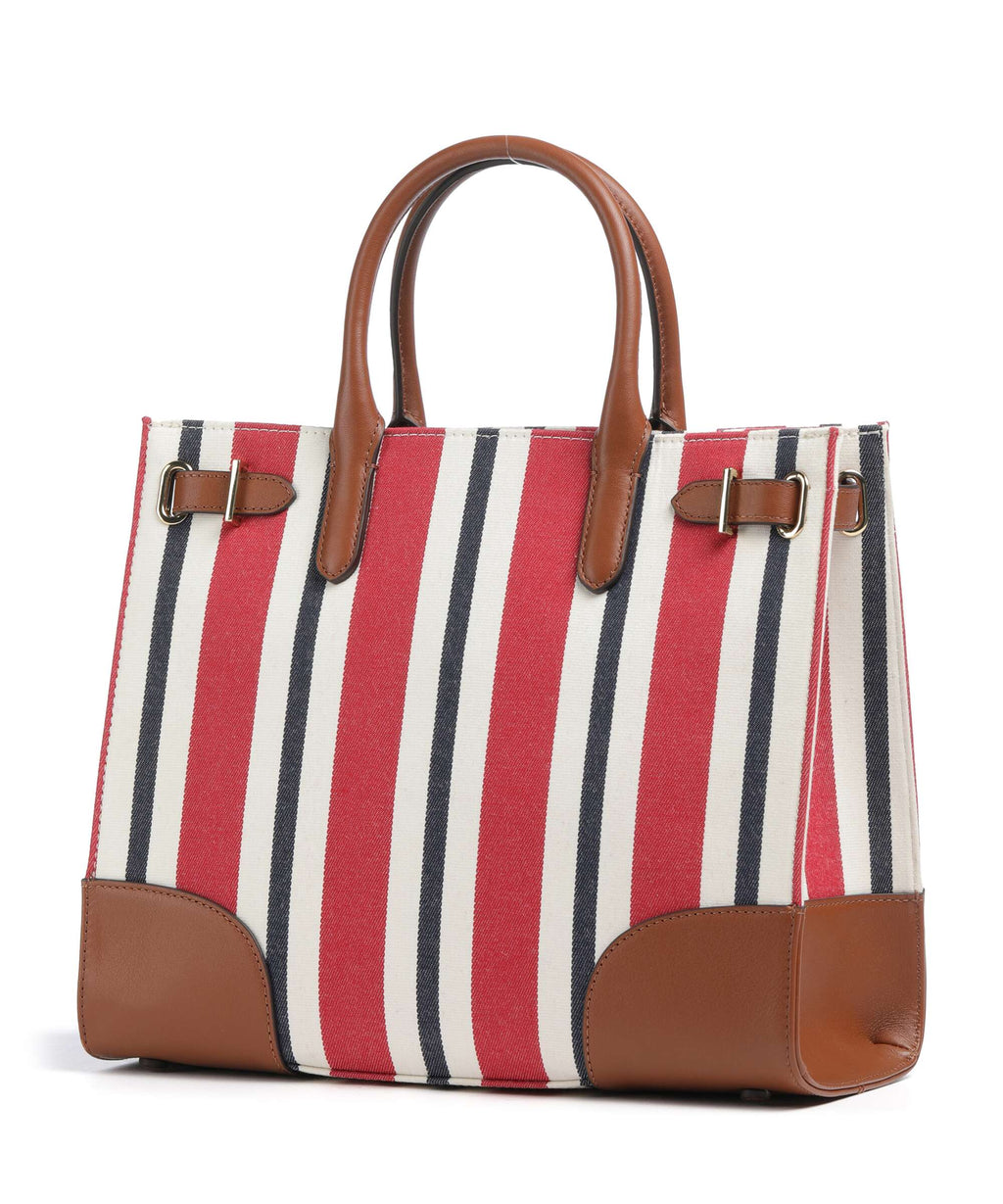 Lauren Ralph Lauren Devyn 42 Handbag festive red strpe/lauren tan