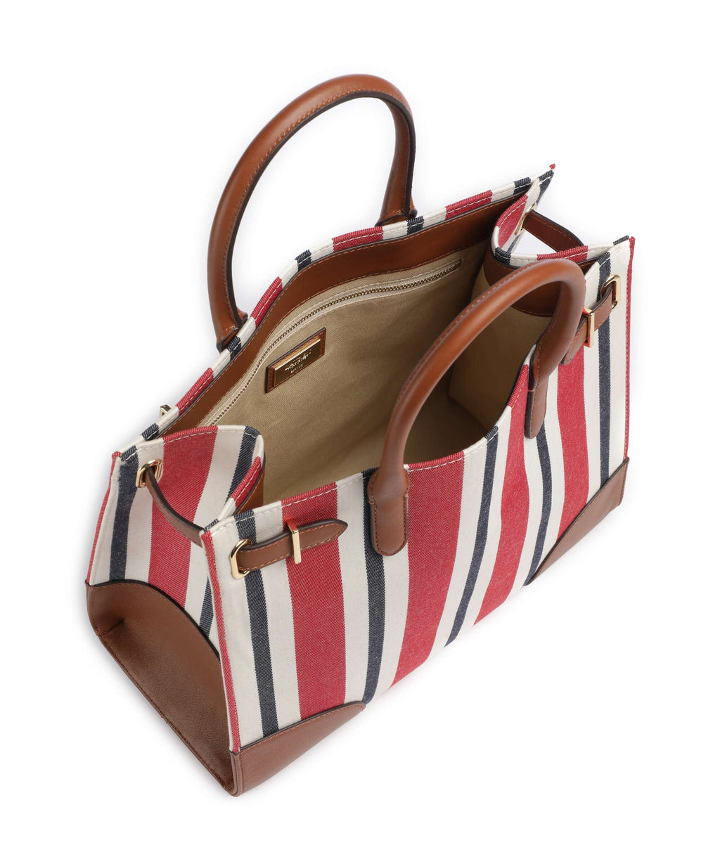 Lauren Ralph Lauren Devyn 42 Handbag festive red strpe/lauren tan