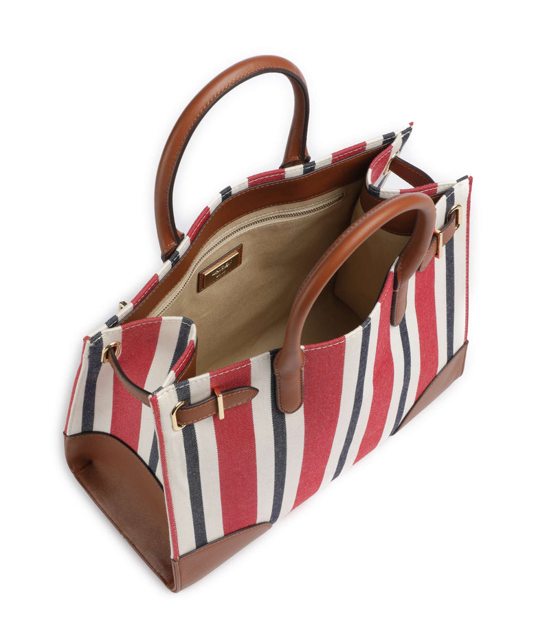 Lauren Ralph Lauren Devyn 42 Handbag festive red strpe/lauren tan