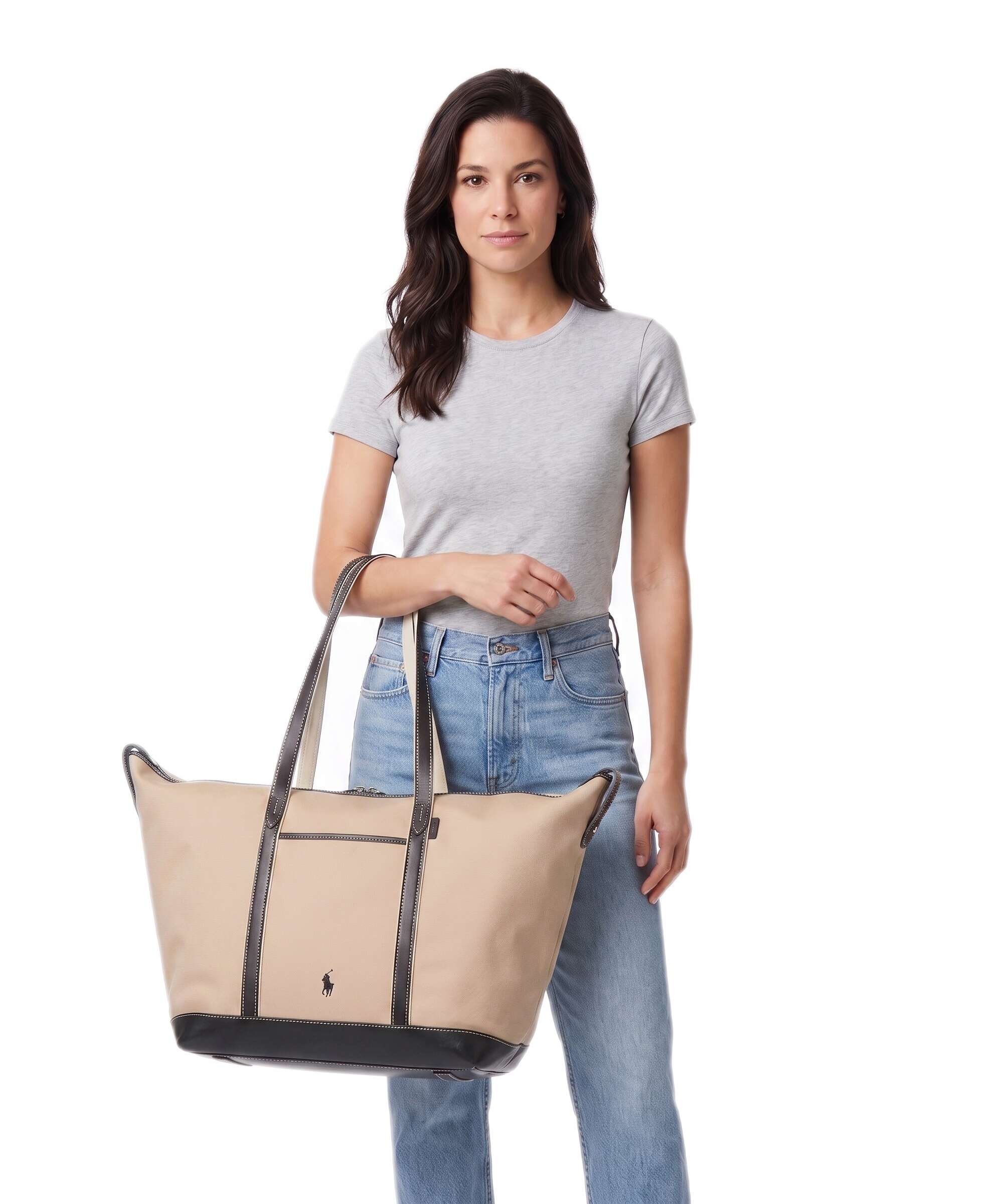 Polo Ralph Lauren Canvas Large Tote bag porcelain/black