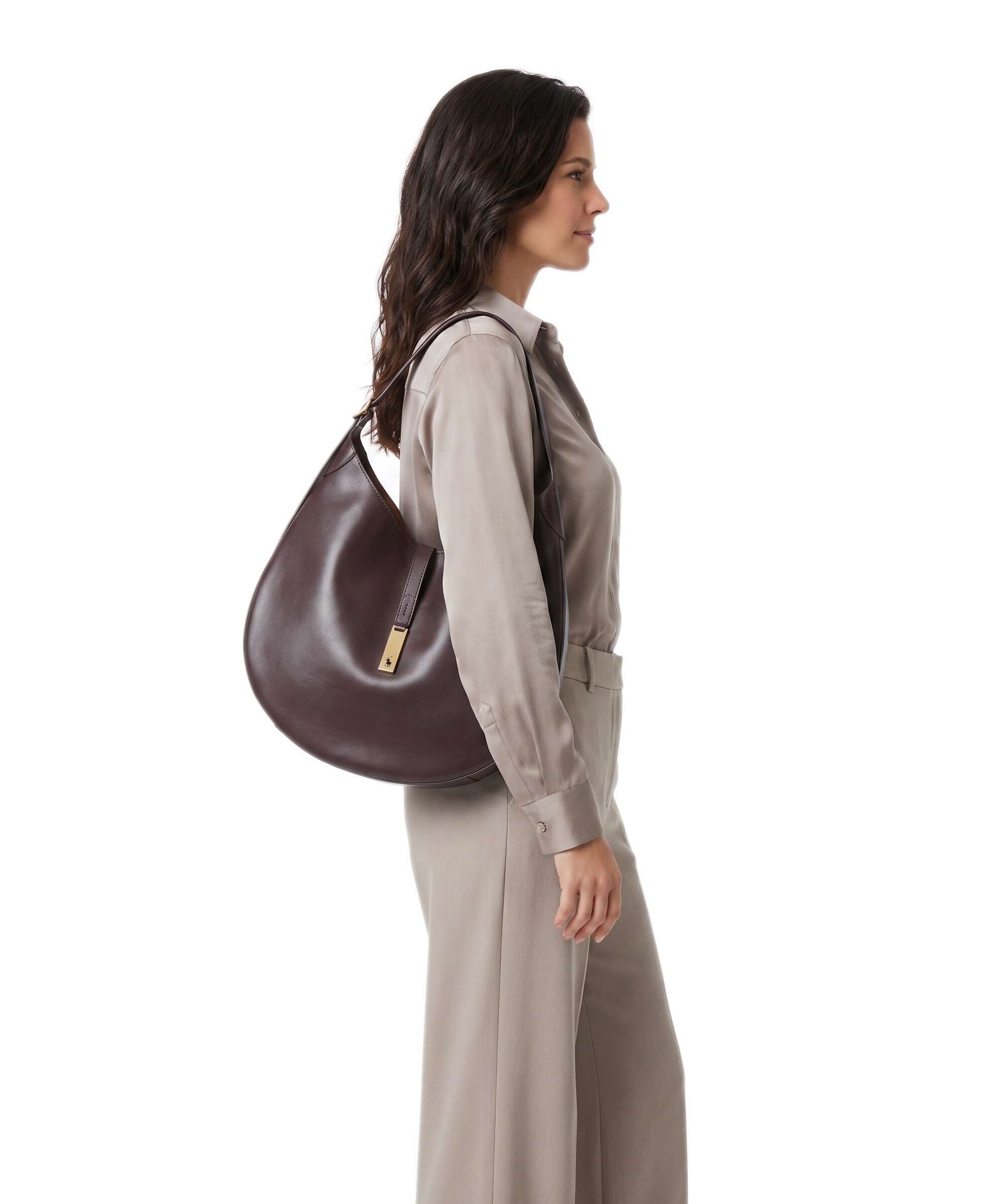 Polo Ralph Lauren ID Collection Medium Hobo bag midnight merlot