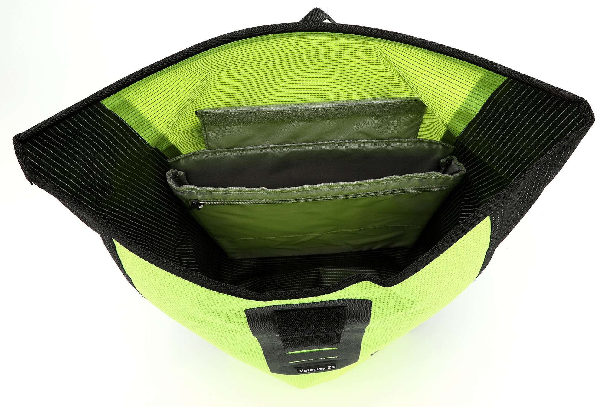 Ortlieb Velocity High Visibility 23 Rolltop backpack neon yellow/black reflective