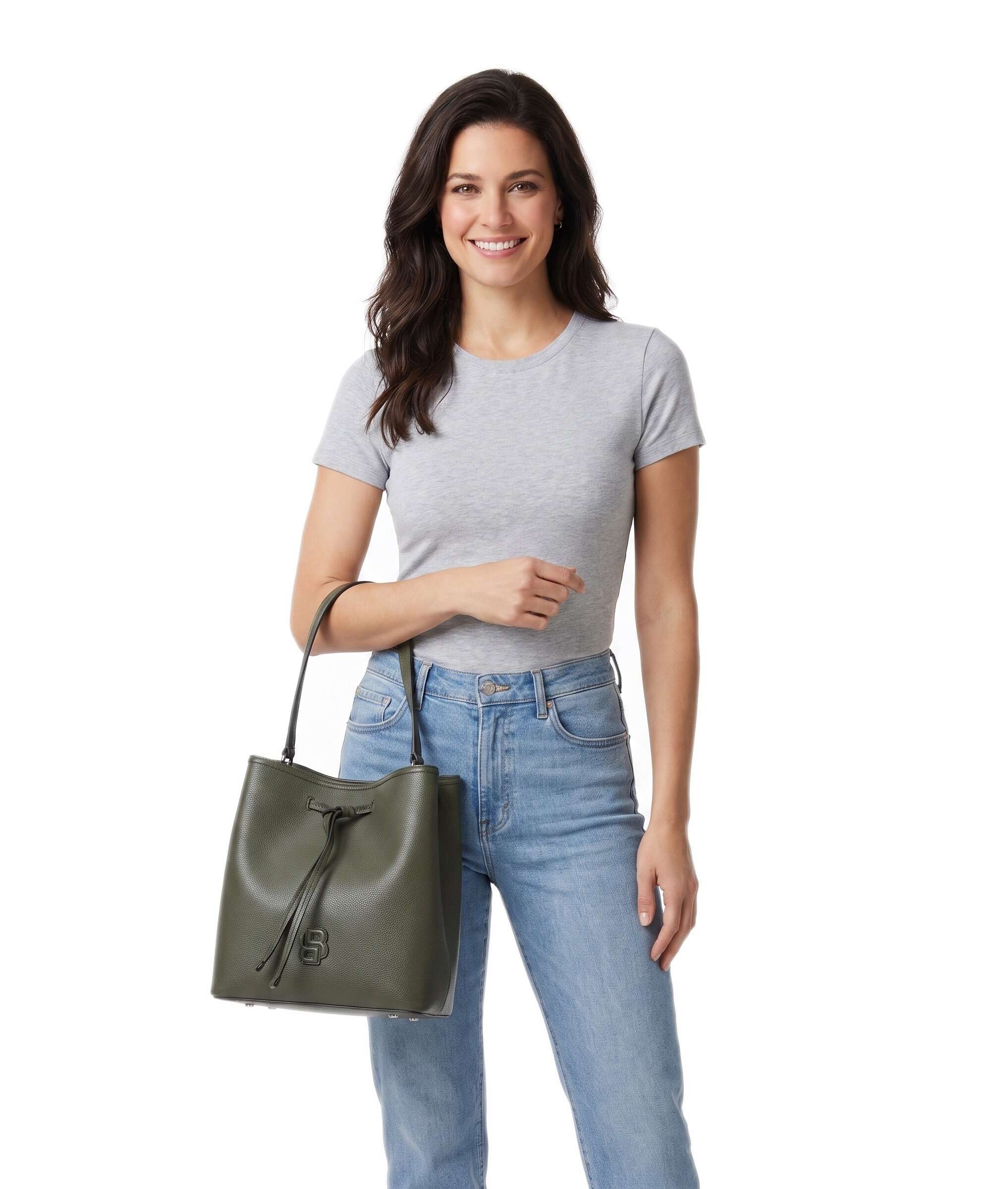 BOSS Anett Bucket bag dark green