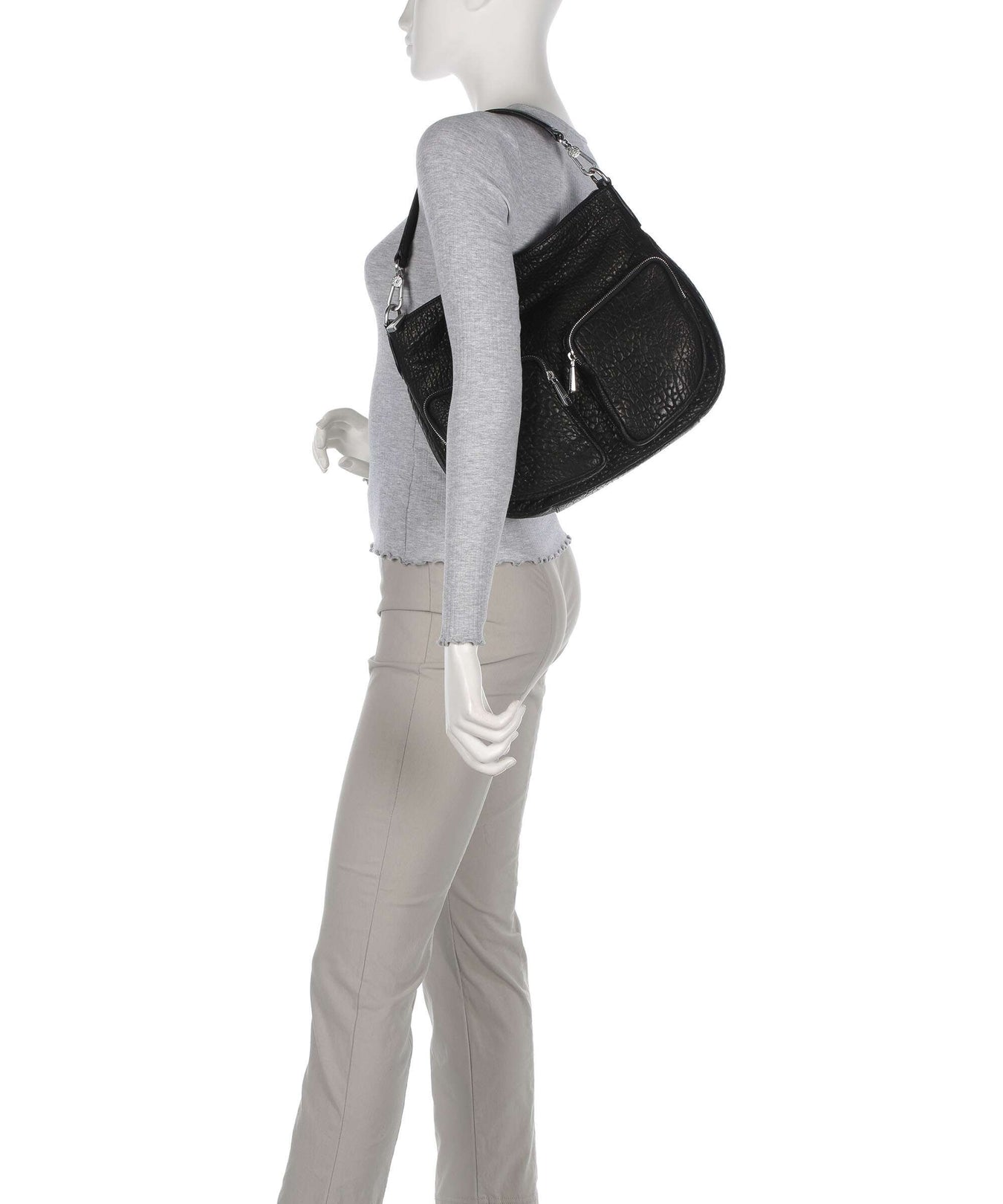 Abro Bubble Cargo Hobo bag black/nickel