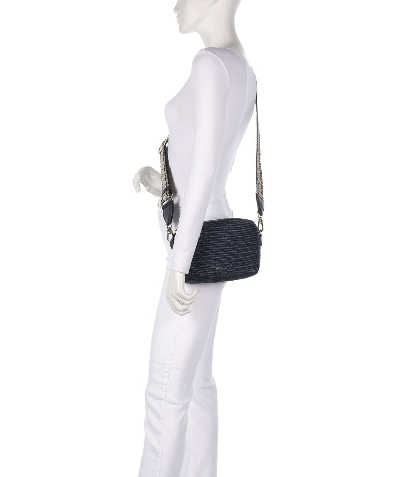 Abro Raffia Kaia Crossbody bag navy