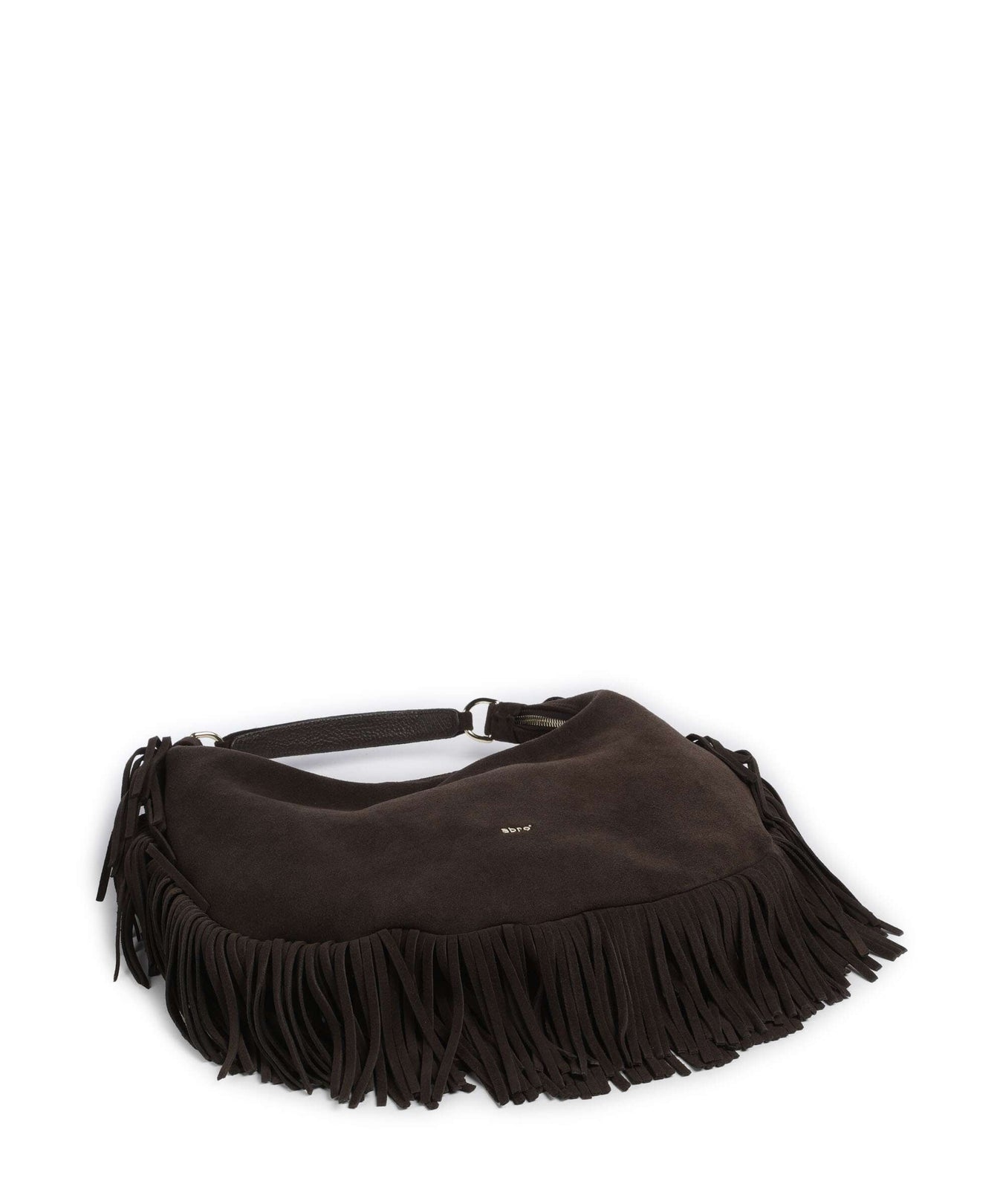 Abro Suede Nana Fringes Hobo bag dark brown