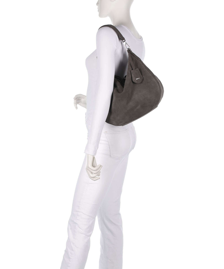 Abro Suede Juna Small Hobo bag grey