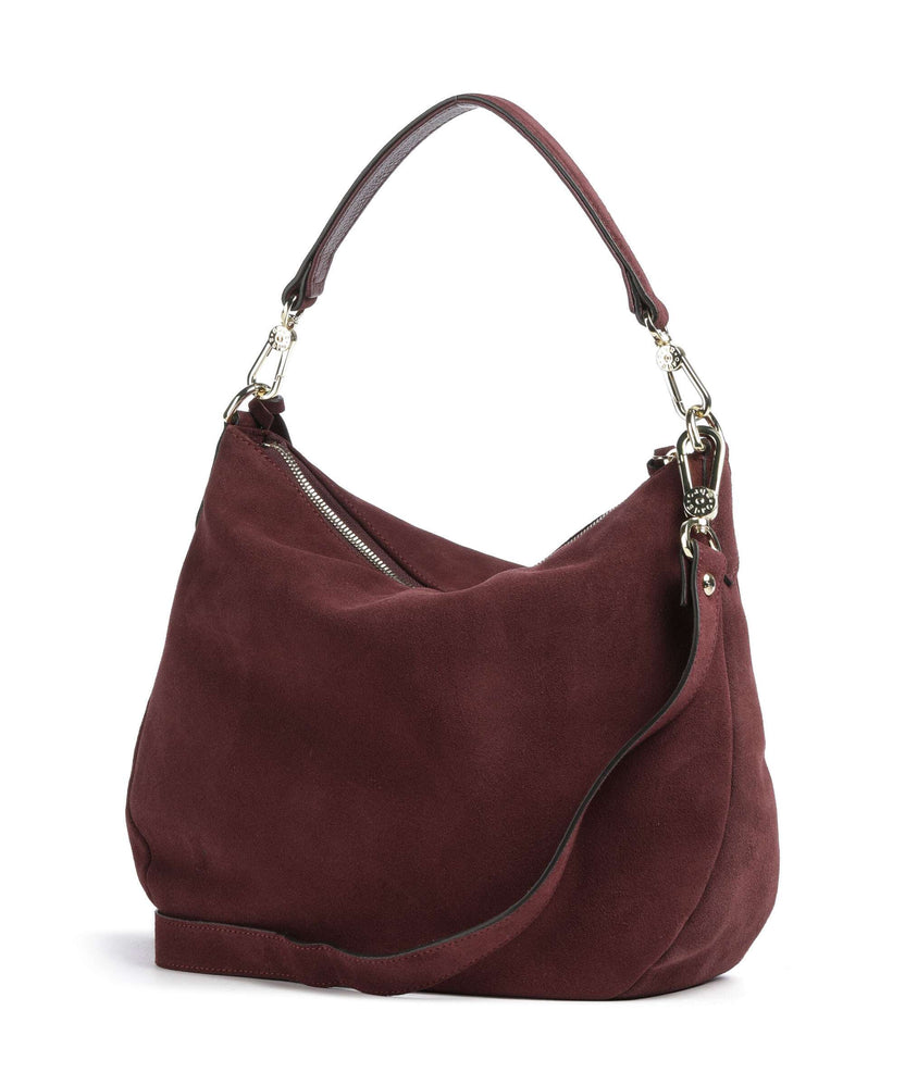 Abro Suede Juna Small Hobo bag bordeaux