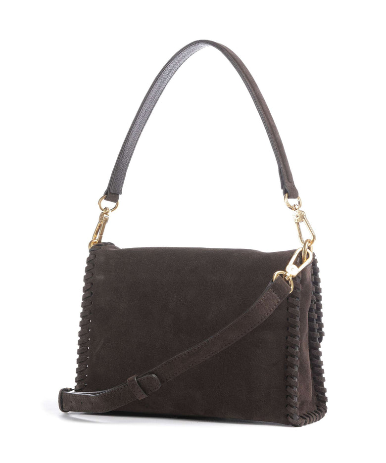 Abro Suede Temi Stitch Shoulder bag dark brown