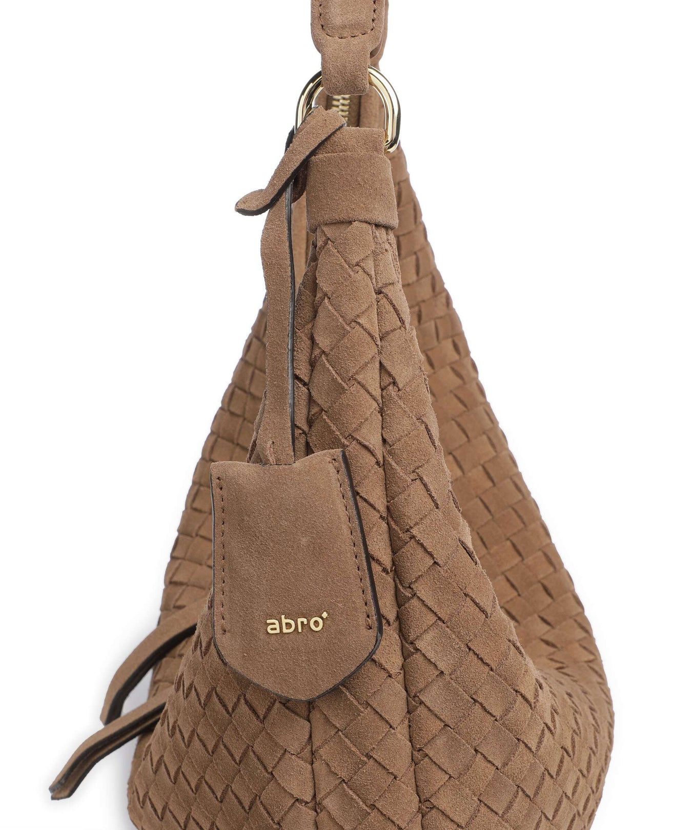 Abro Suede Weaving Nana Small Hobo bag camel