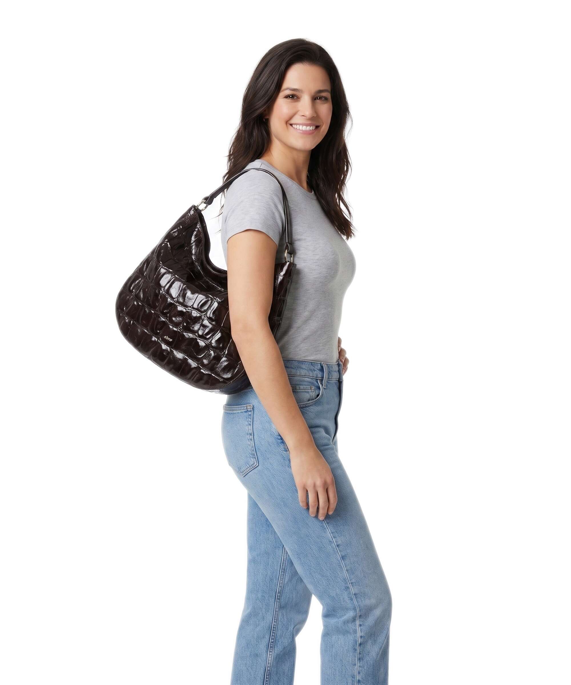Abro Maxxi Cocco Mia Hobo bag dark brown