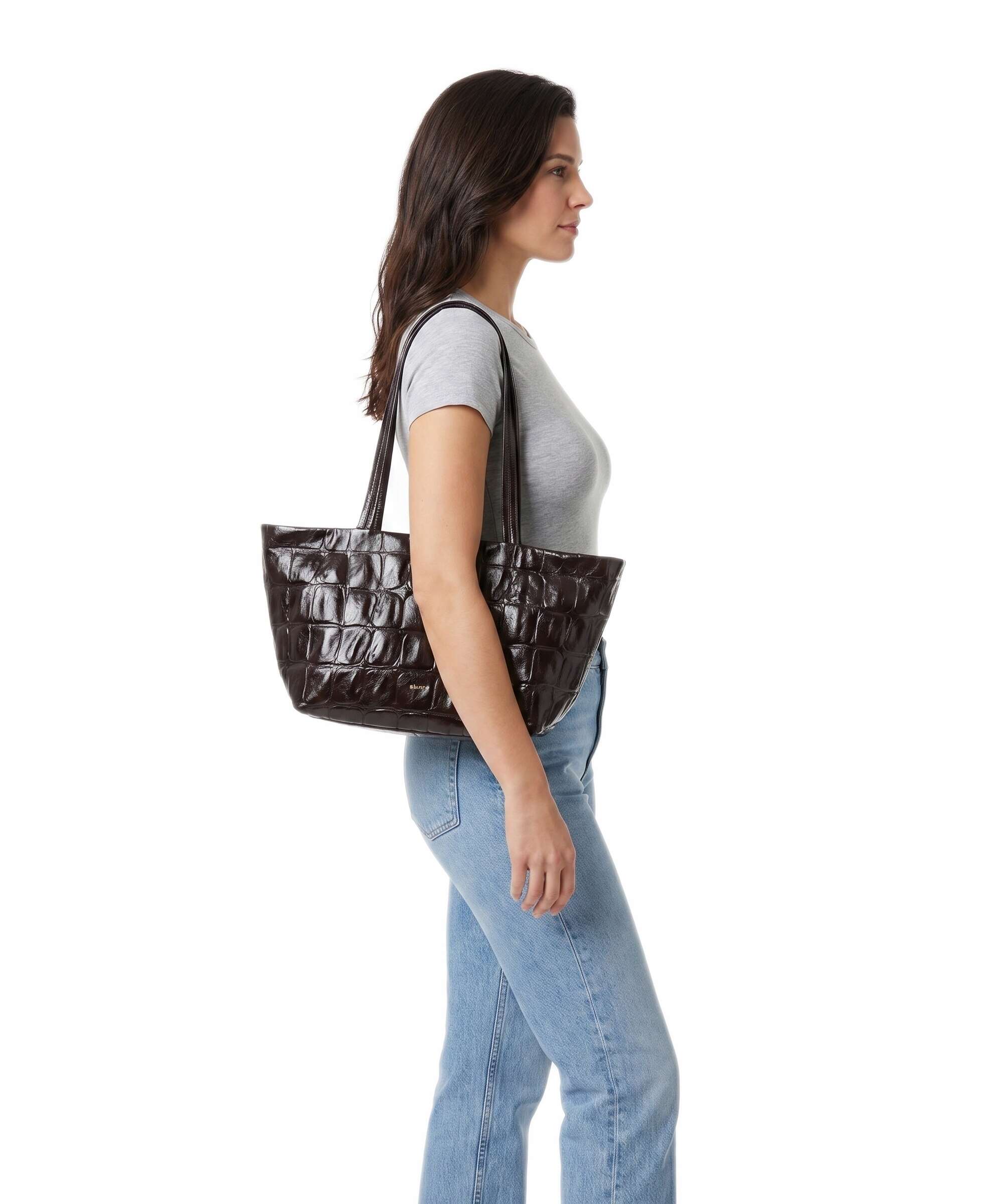 Abro Maxxi Cocco Alba Tote bag dark brown