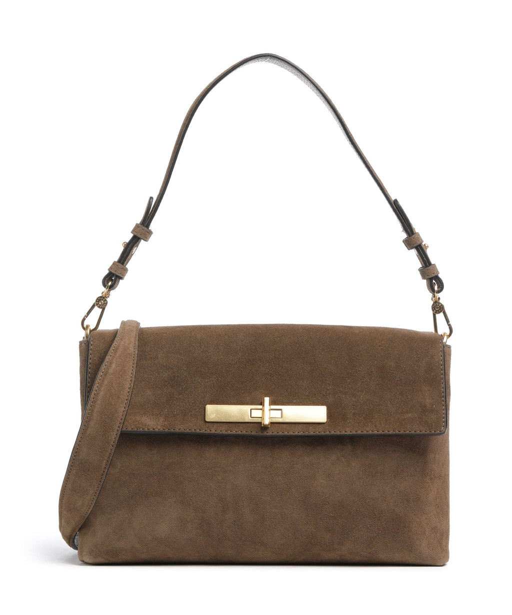 Abro Suede Twist Shoulder bag khaki