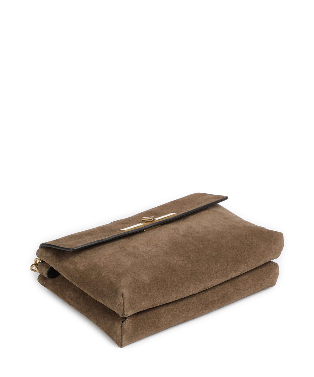 Abro Suede Twist Shoulder bag khaki