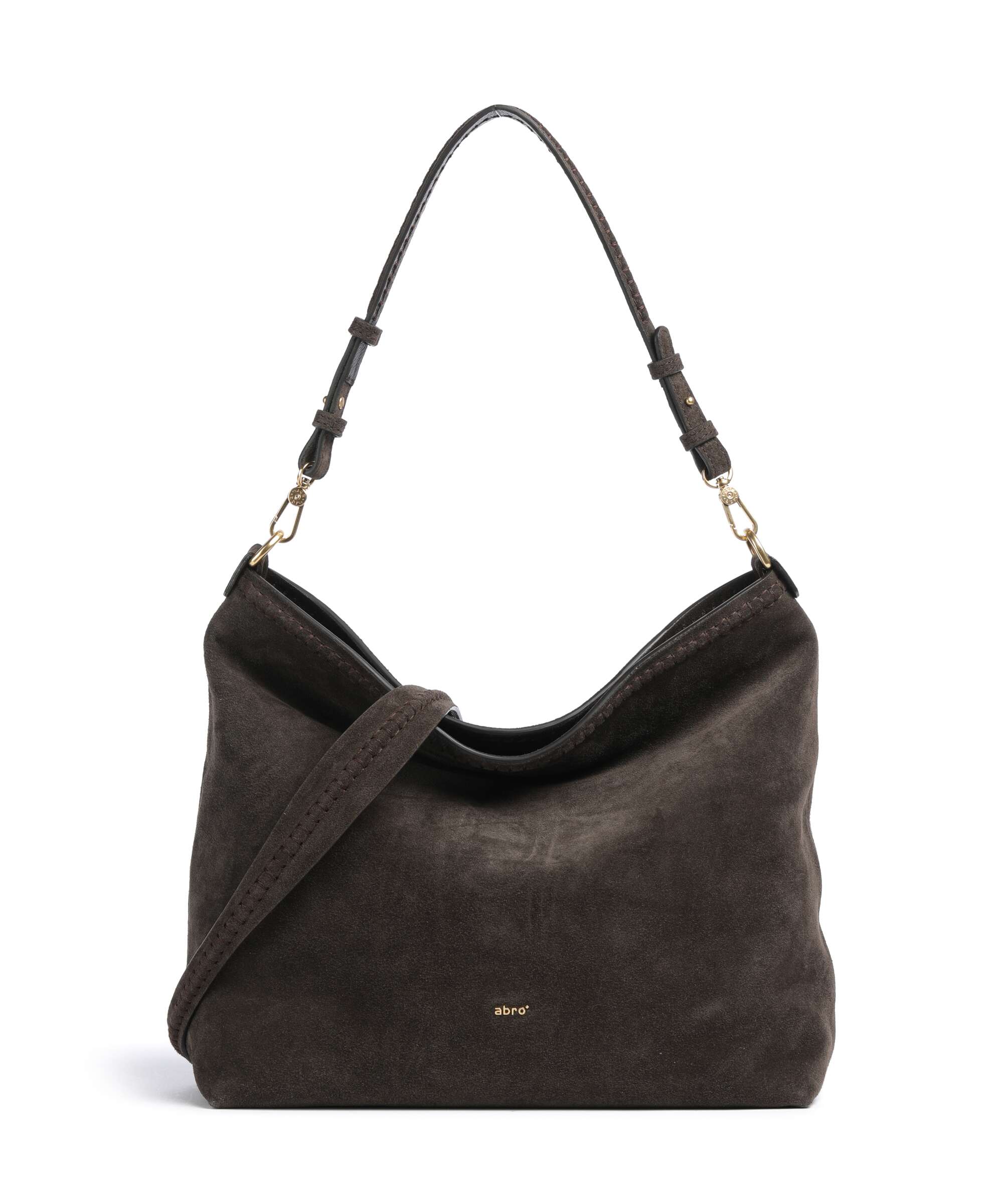 Abro Suede Signature Hobo bag dark brown