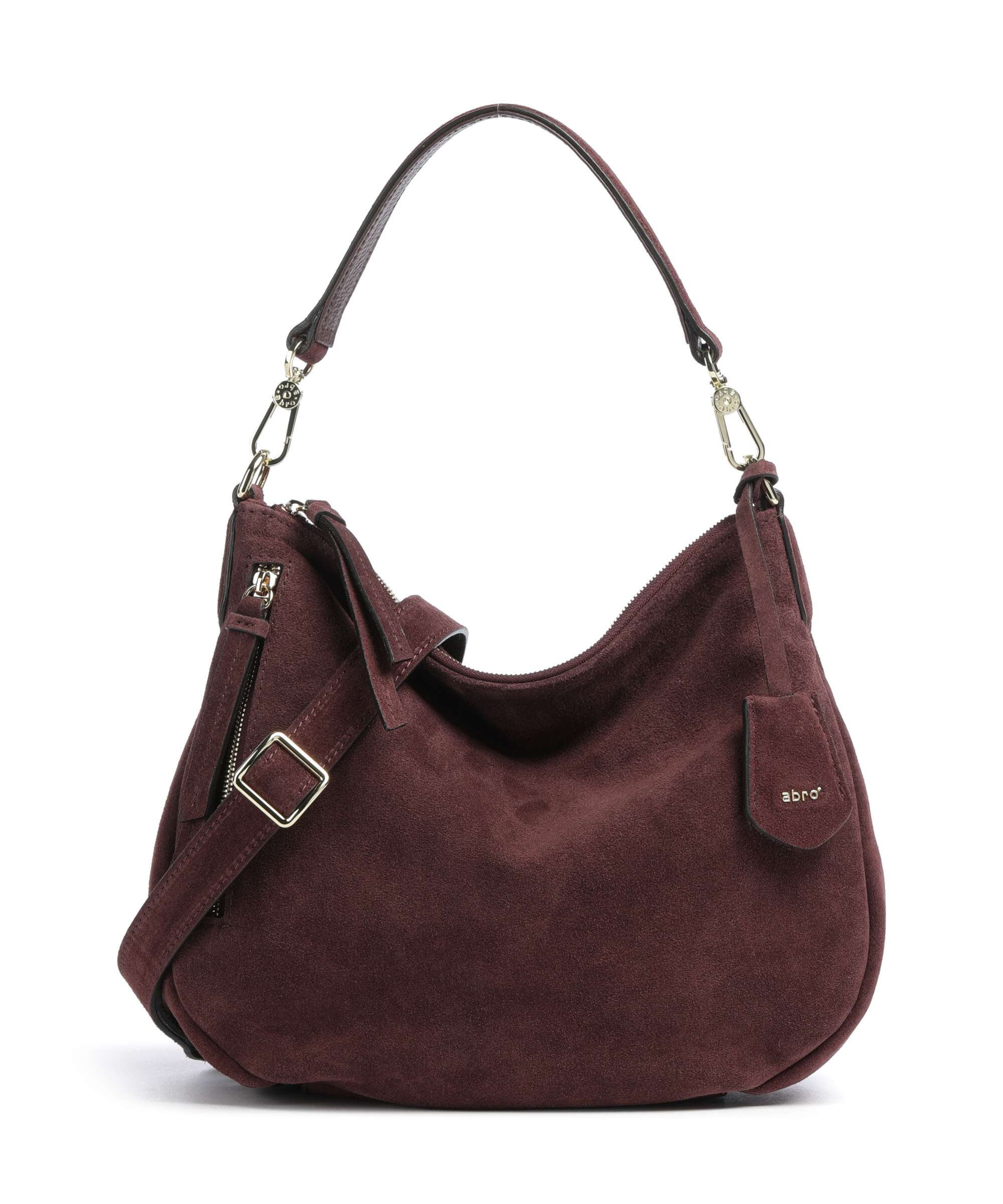 Abro Suede Juna Small Hobo bag burgundy