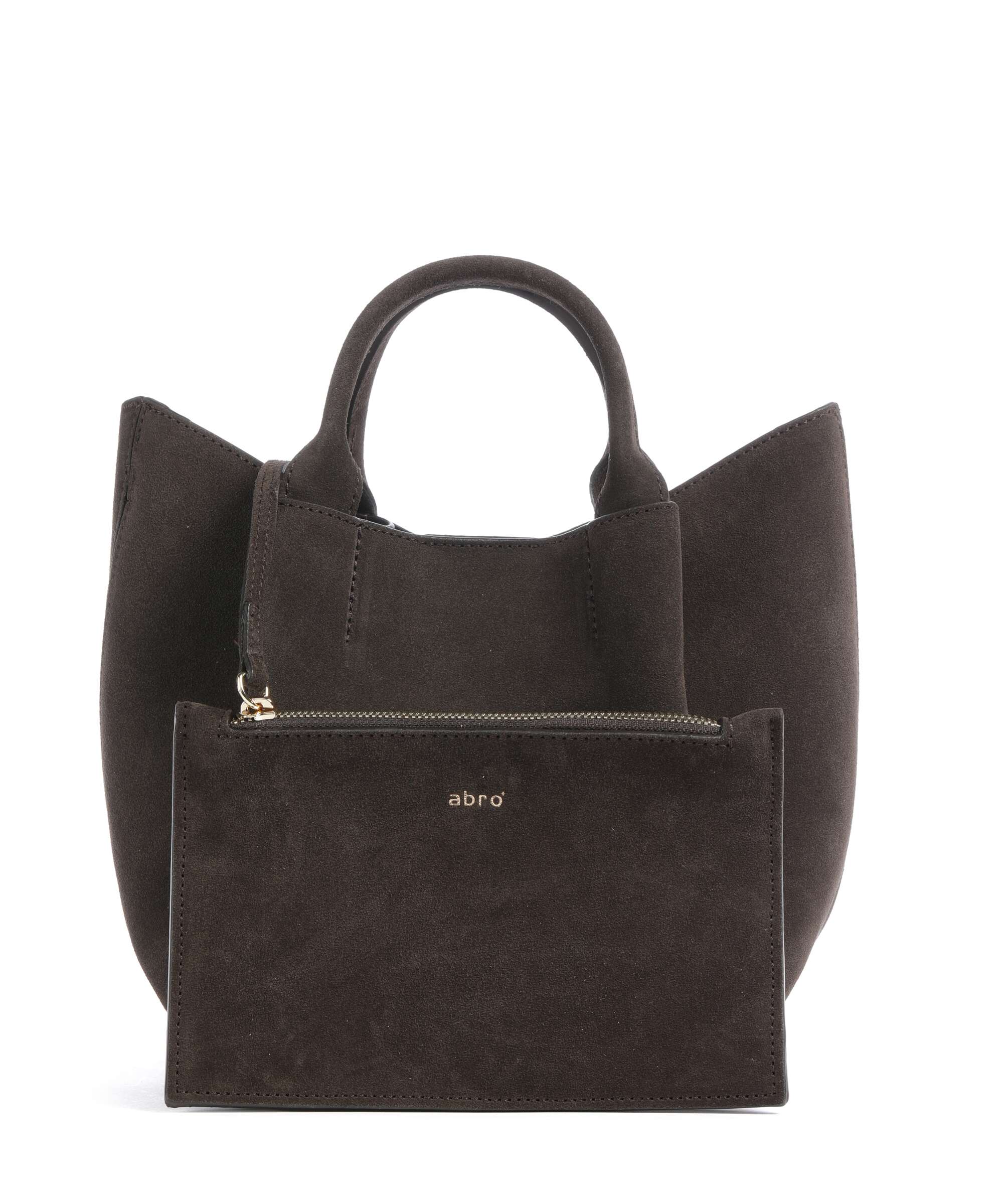 Abro Suede Essential Small Handbag dark brown