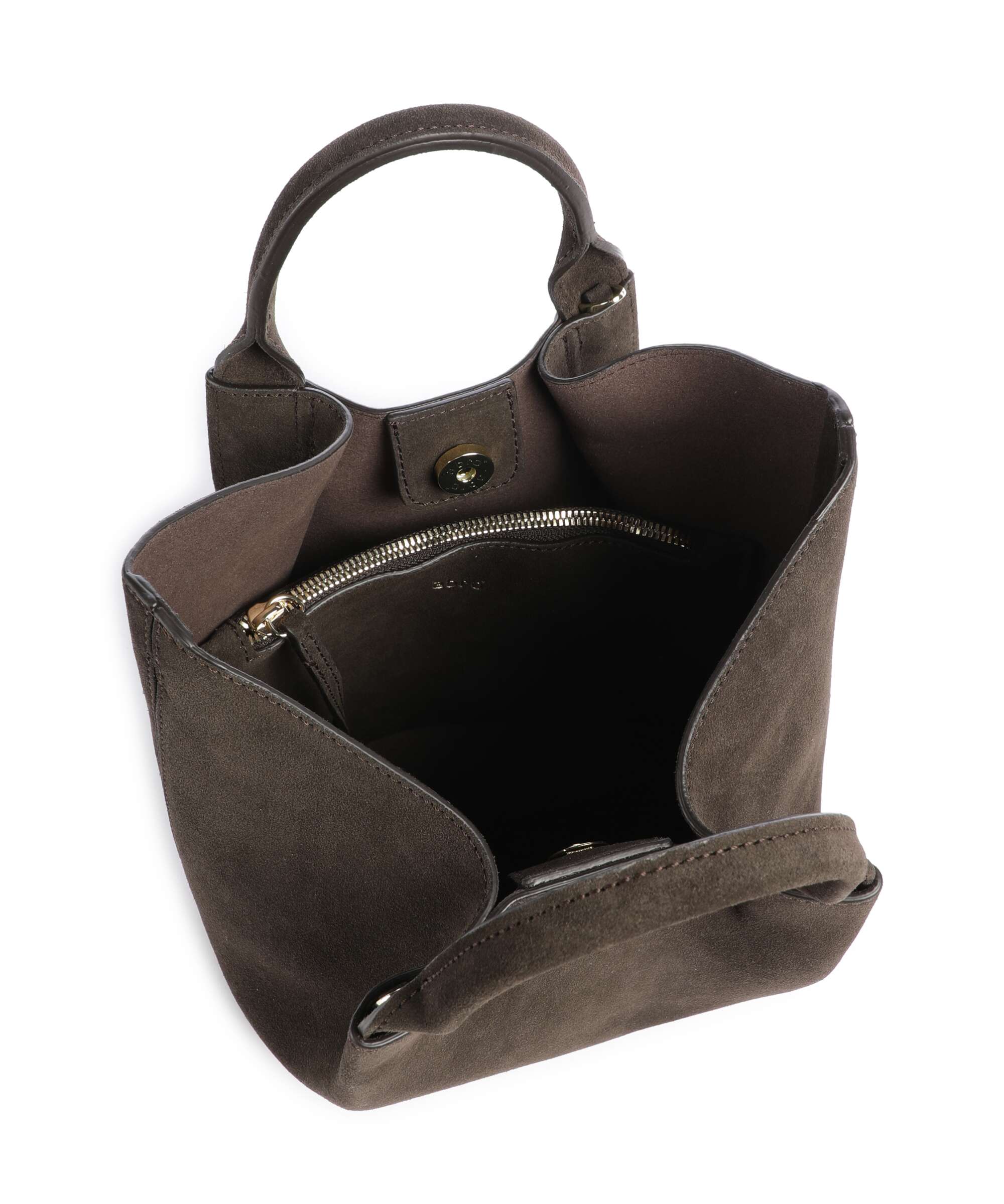Abro Suede Essential Small Handbag dark brown