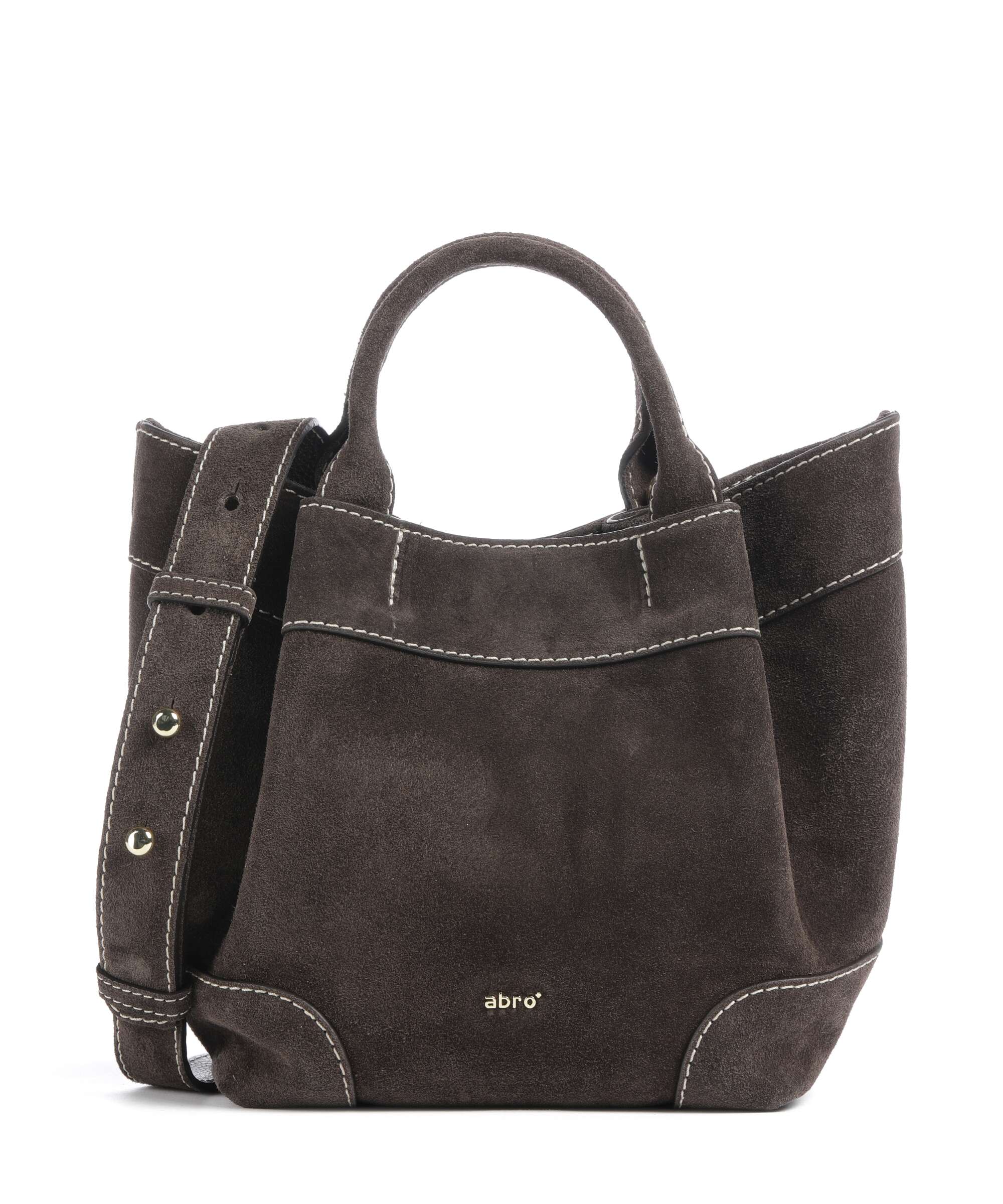 Abro Suede Essential Small Handbag dark brown