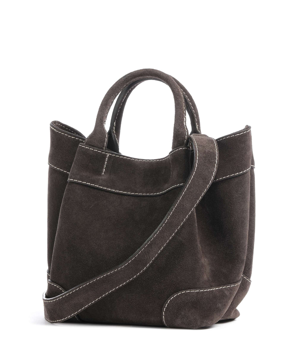 Abro Suede Essential Small Handbag dark brown