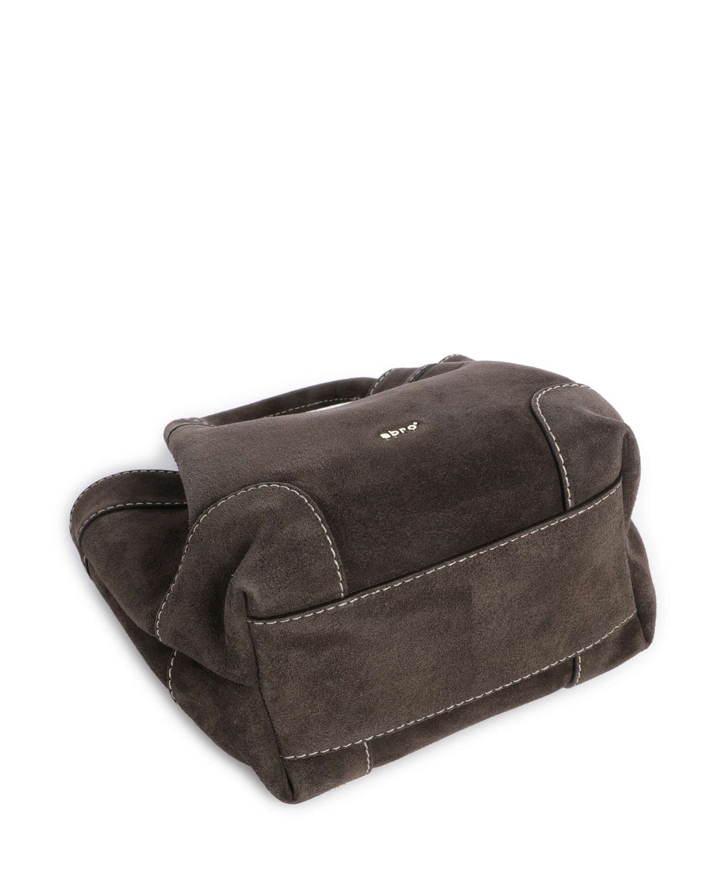 Abro Suede Essential Small Handbag dark brown