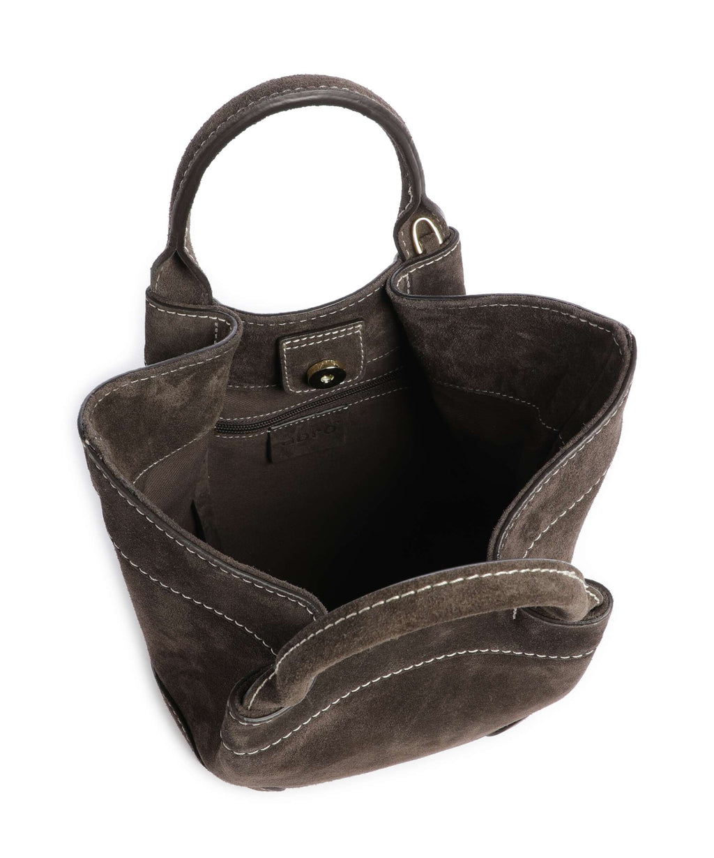 Abro Suede Essential Small Handbag dark brown